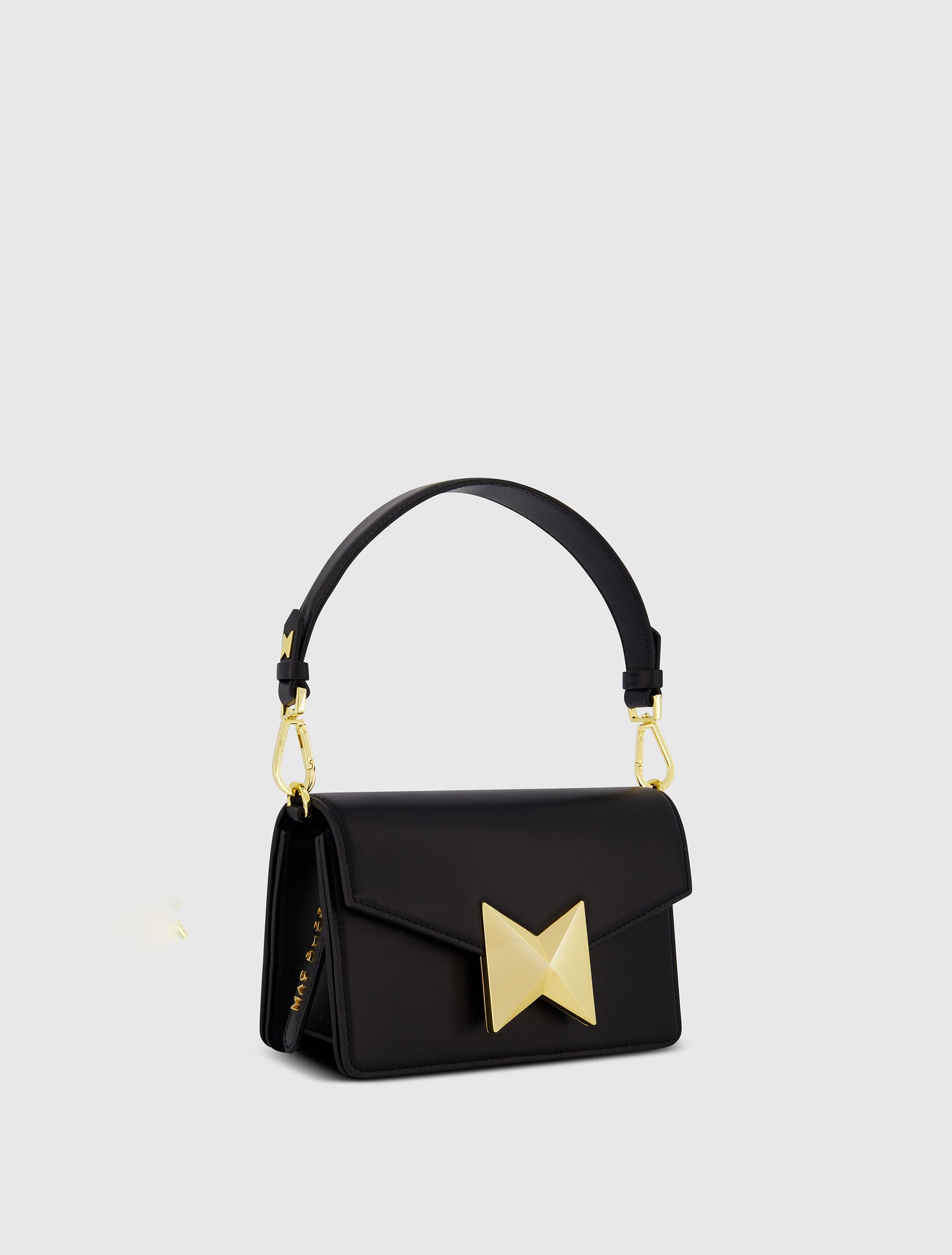 Bolso de hombro clásico de cuero con herrajes dorados