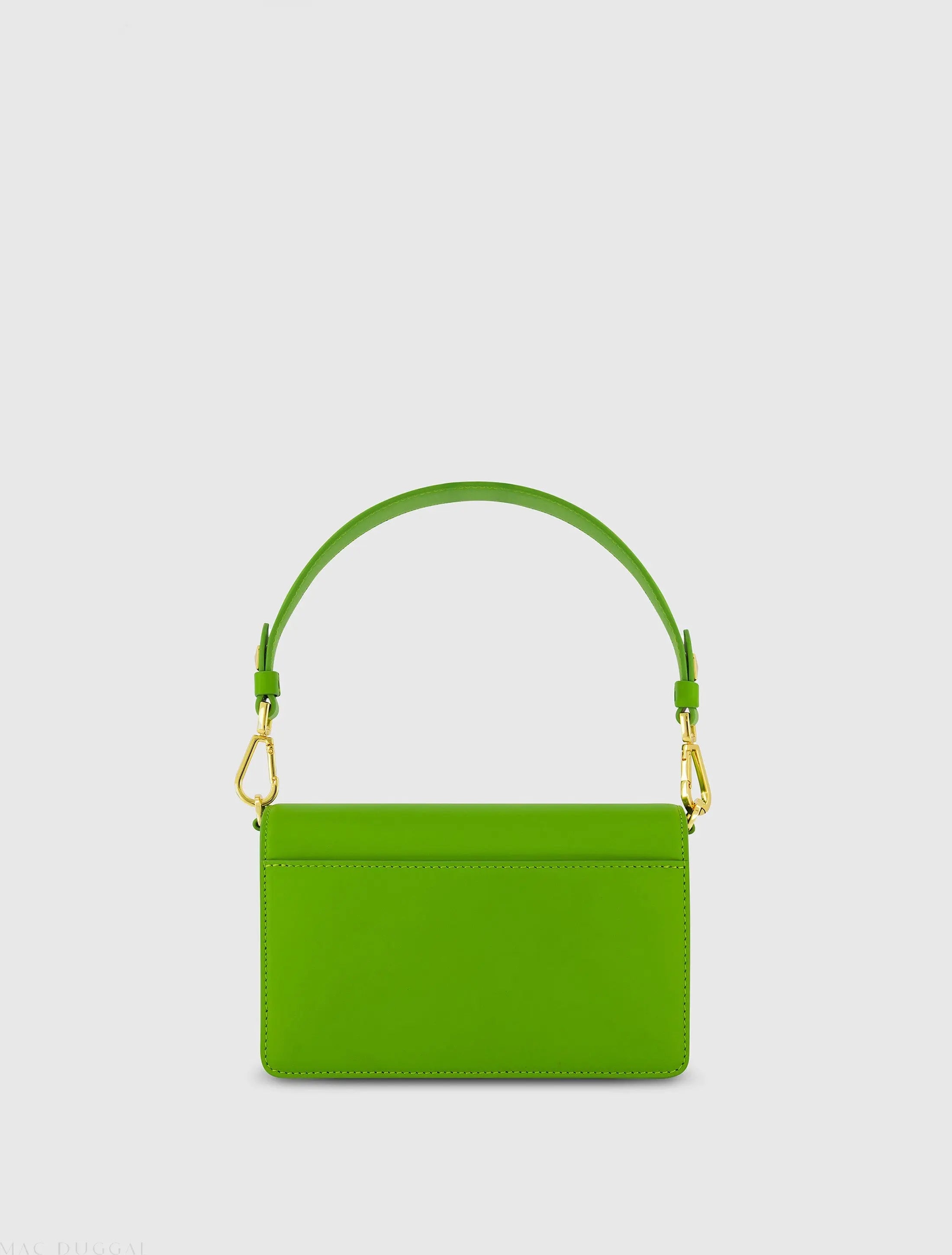 Green Mini Leather Shoulder Bag With Gold Hardware - Mac Duggal