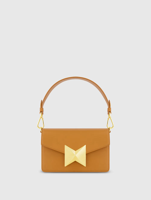 Mini Leather Shoulder Handbag With Gold Hardware