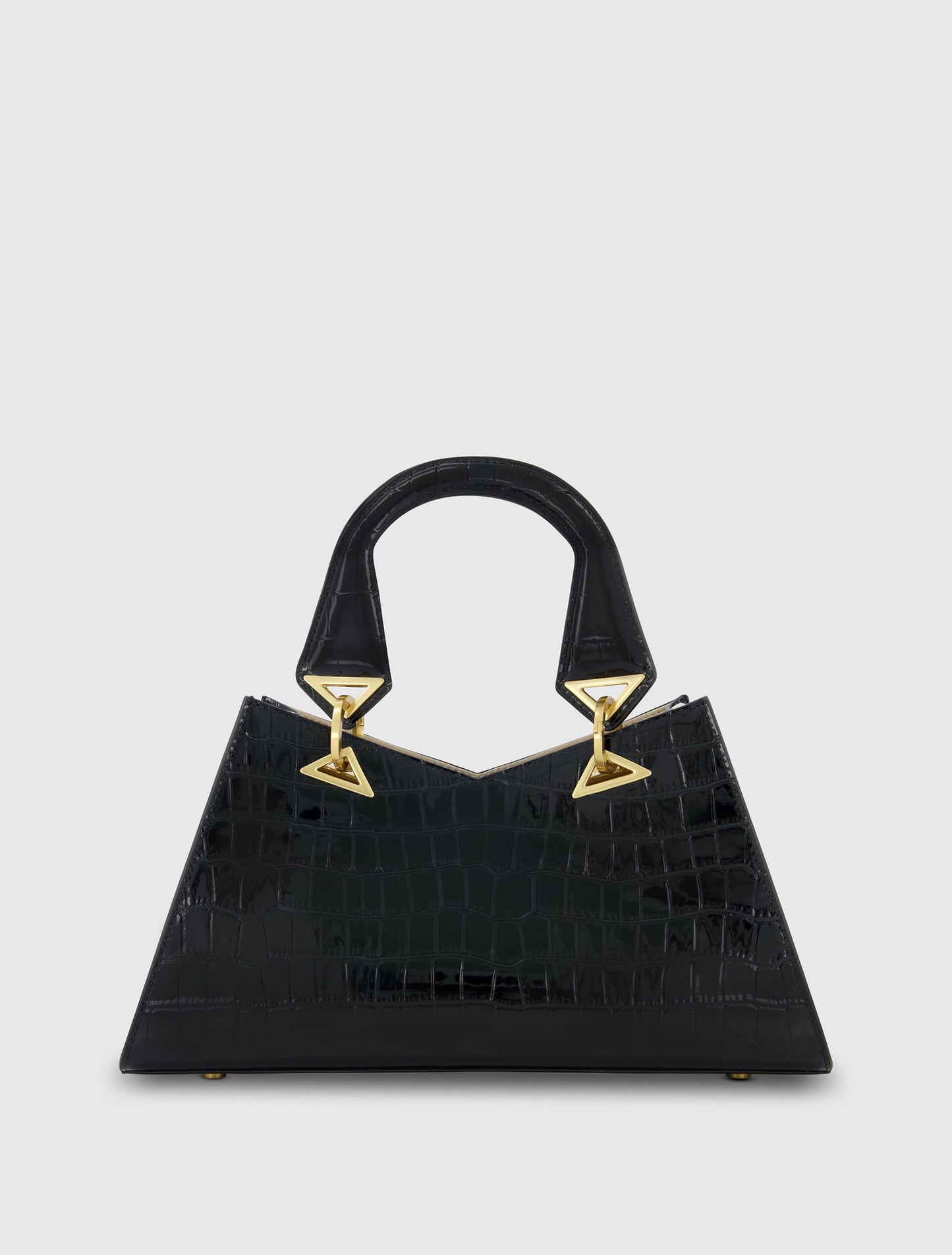 Crocodile Leather Handbag With Gold Hardware