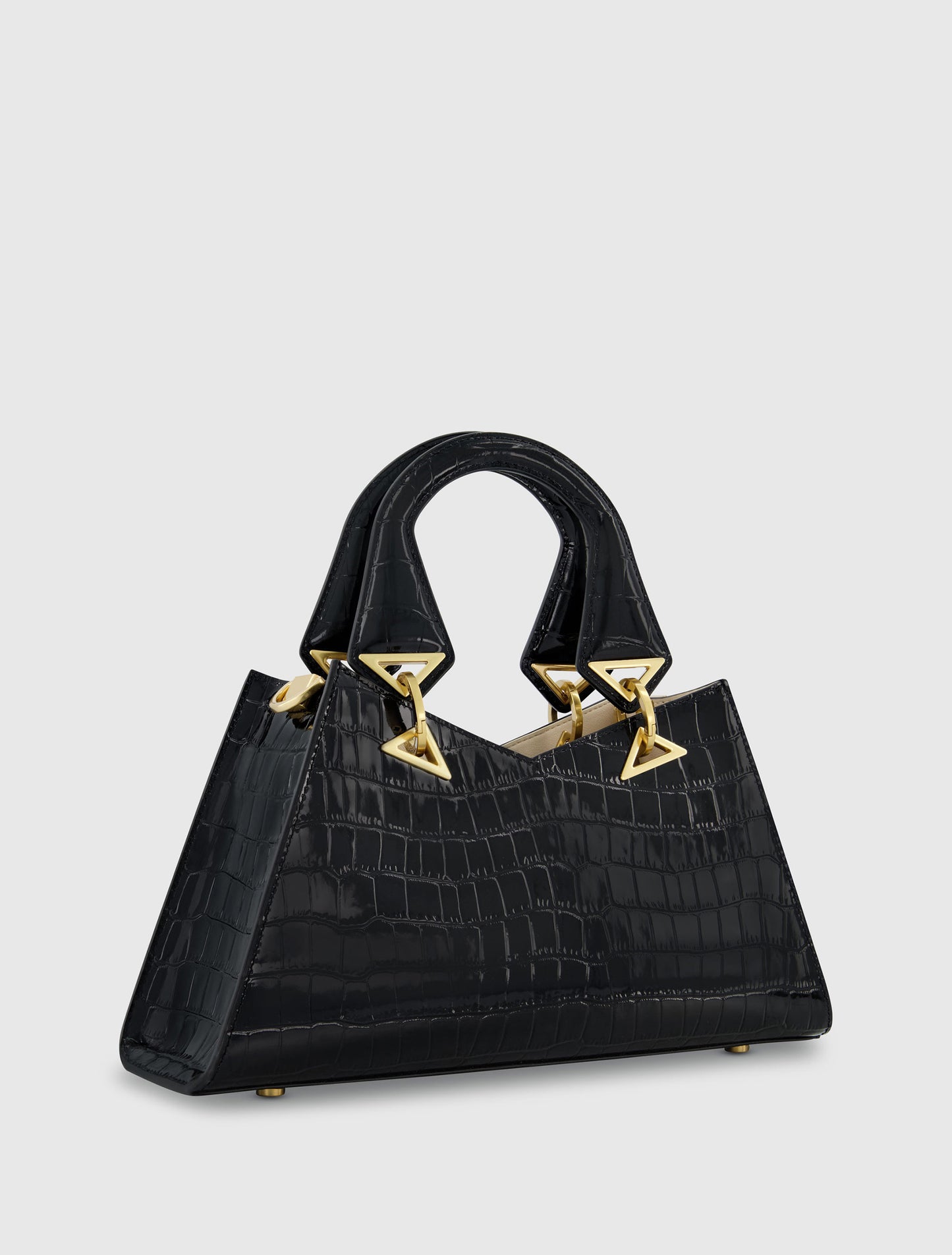 Crocodile Leather Handbag With Gold Hardware