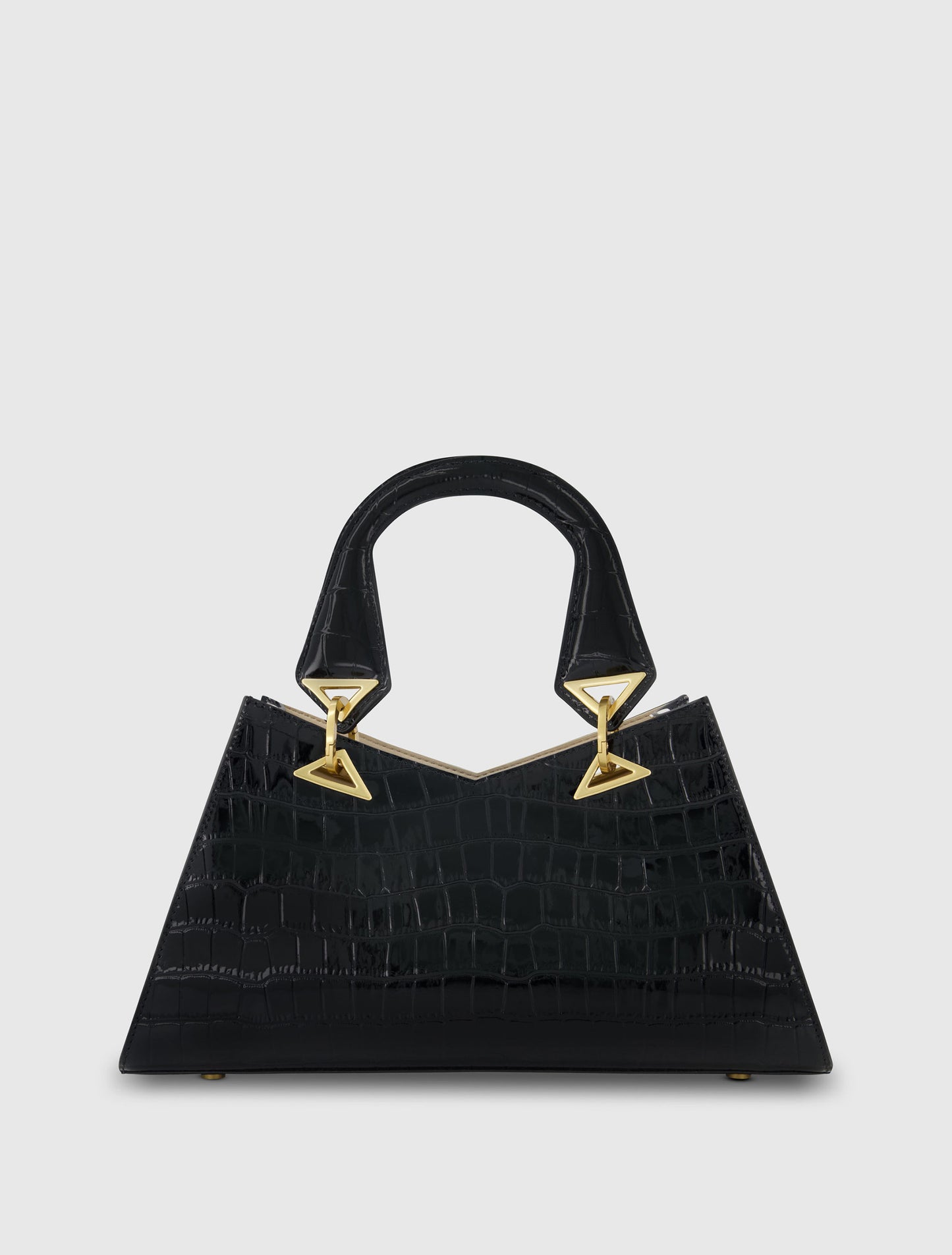 Crocodile Leather Handbag With Gold Hardware