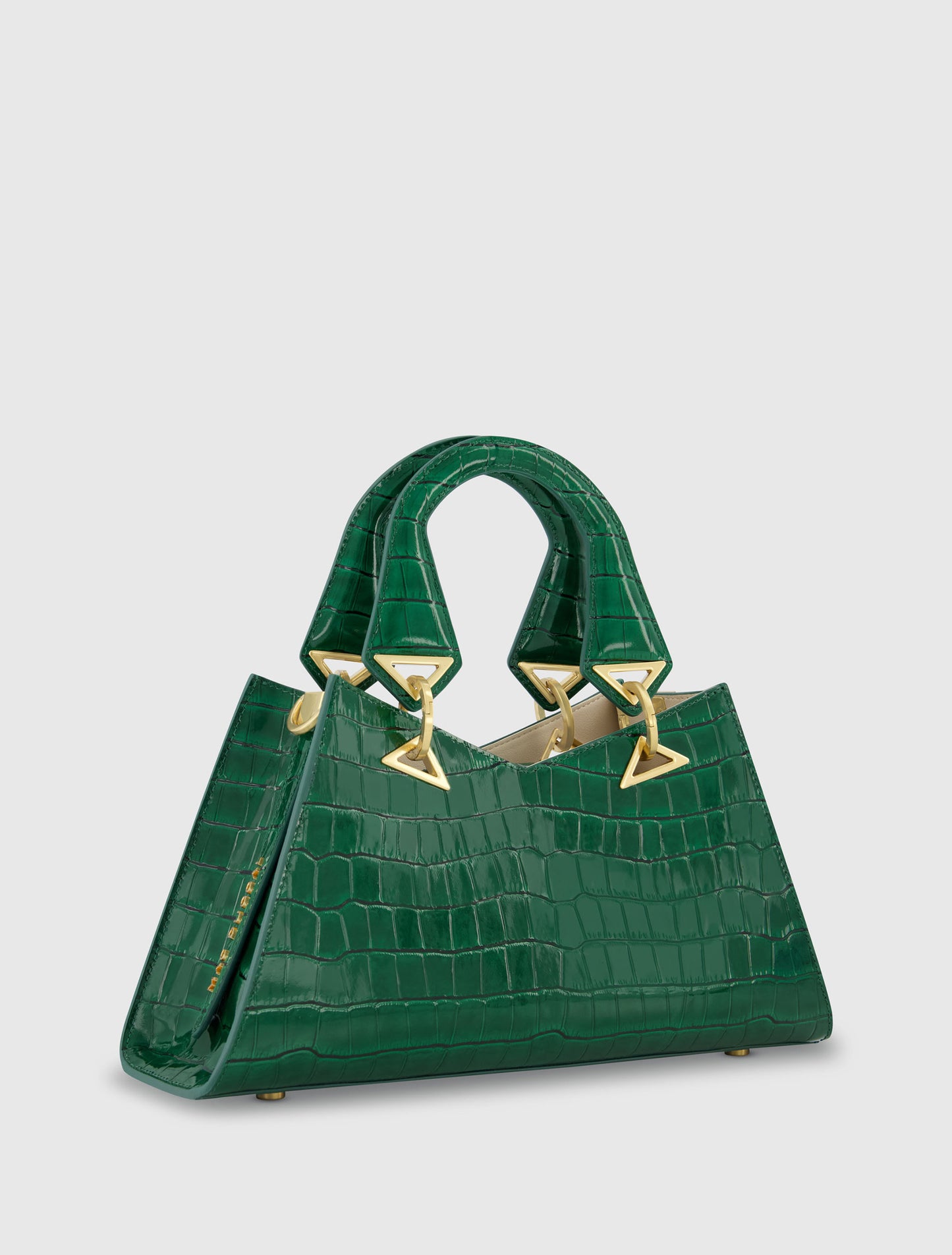 Crocodile Leather Handbag With Gold Hardware