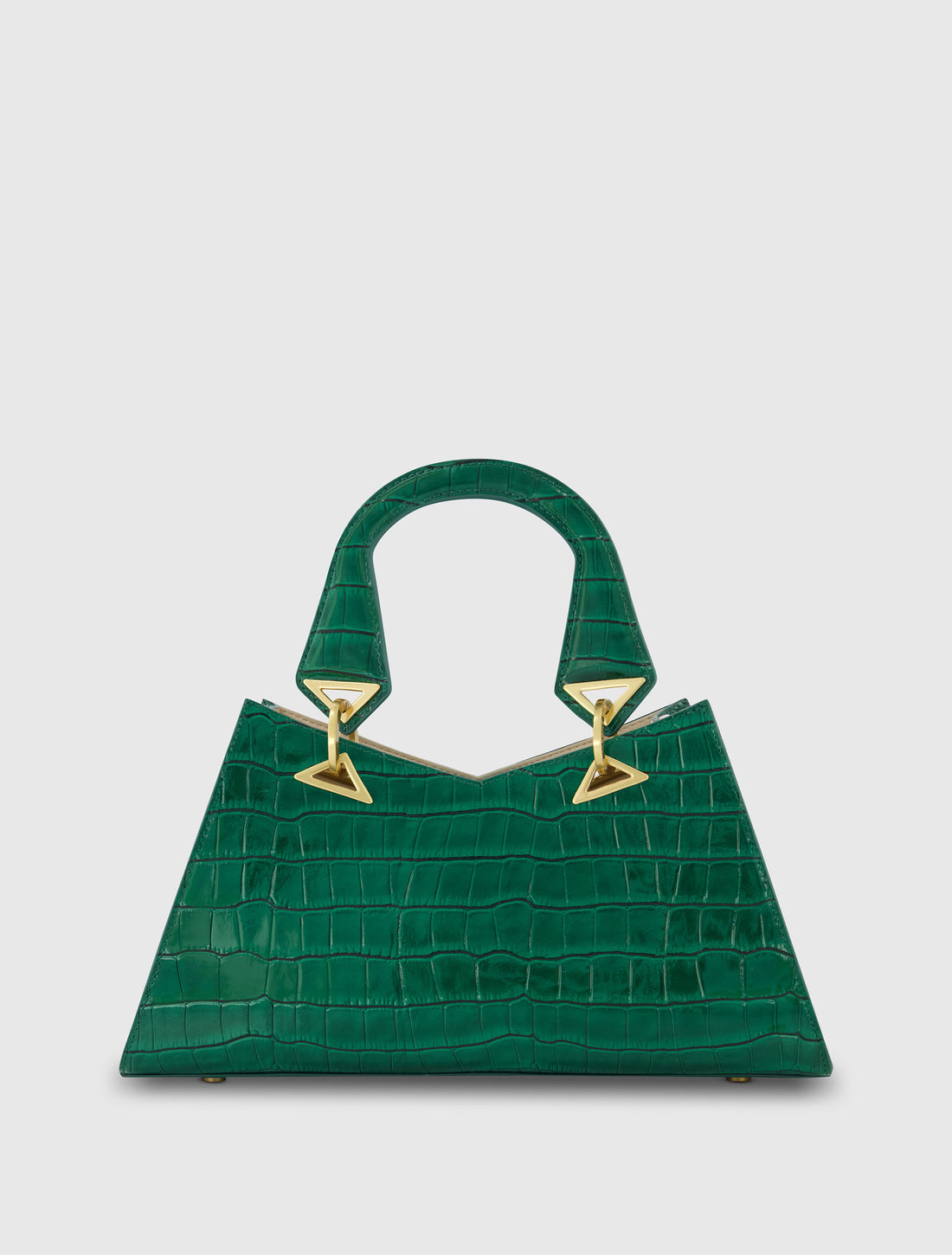 Crocodile Leather Handbag With Gold Hardware