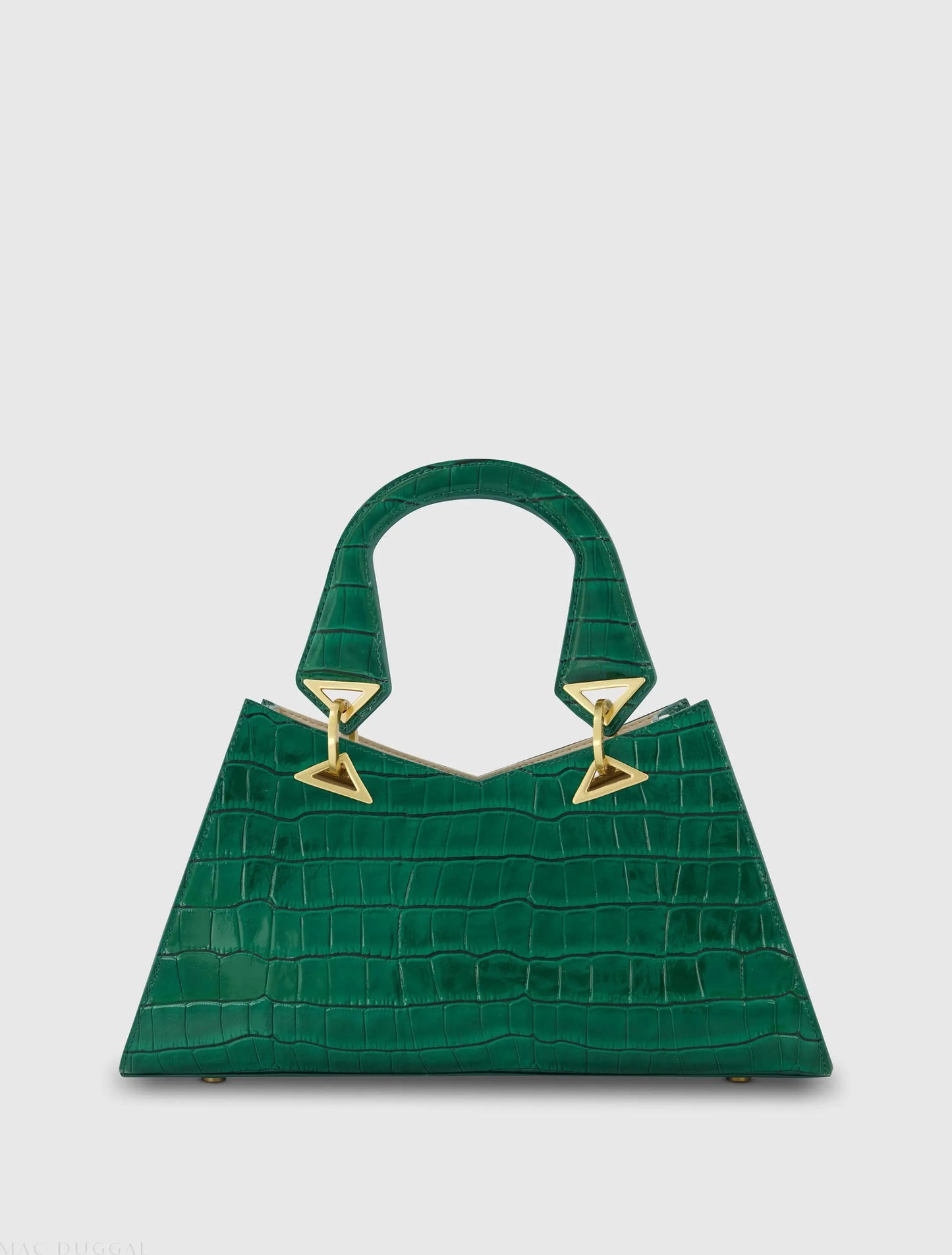 Green Crocodile Leather Handbag With Gold Hardware - Mac Duggal