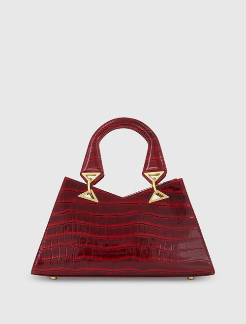 Crocodile Leather Handbag With Gold Hardware