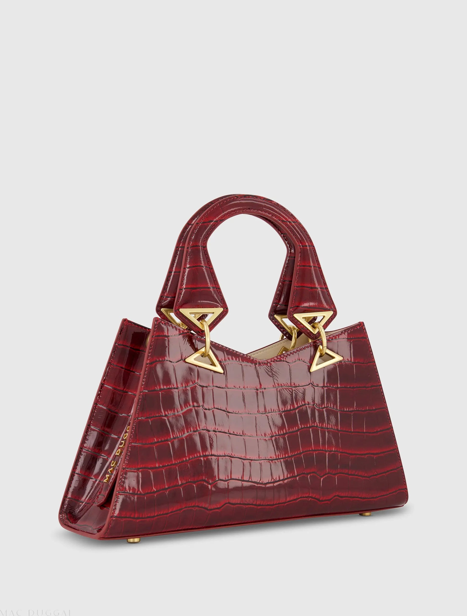 Crocodile Leather Handbag With Gold Hardware - Mac Duggal