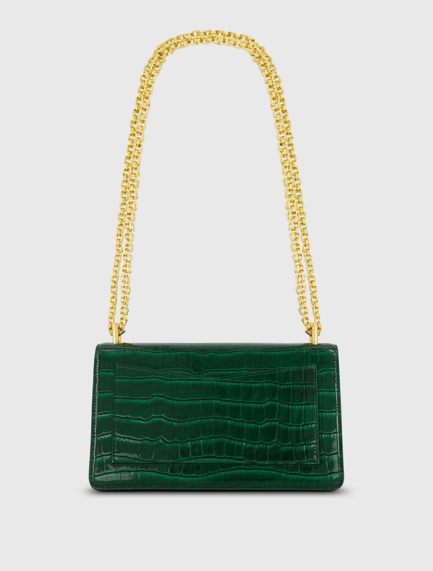 Crocodile Leather Shoulder Bag With Gold Hardware