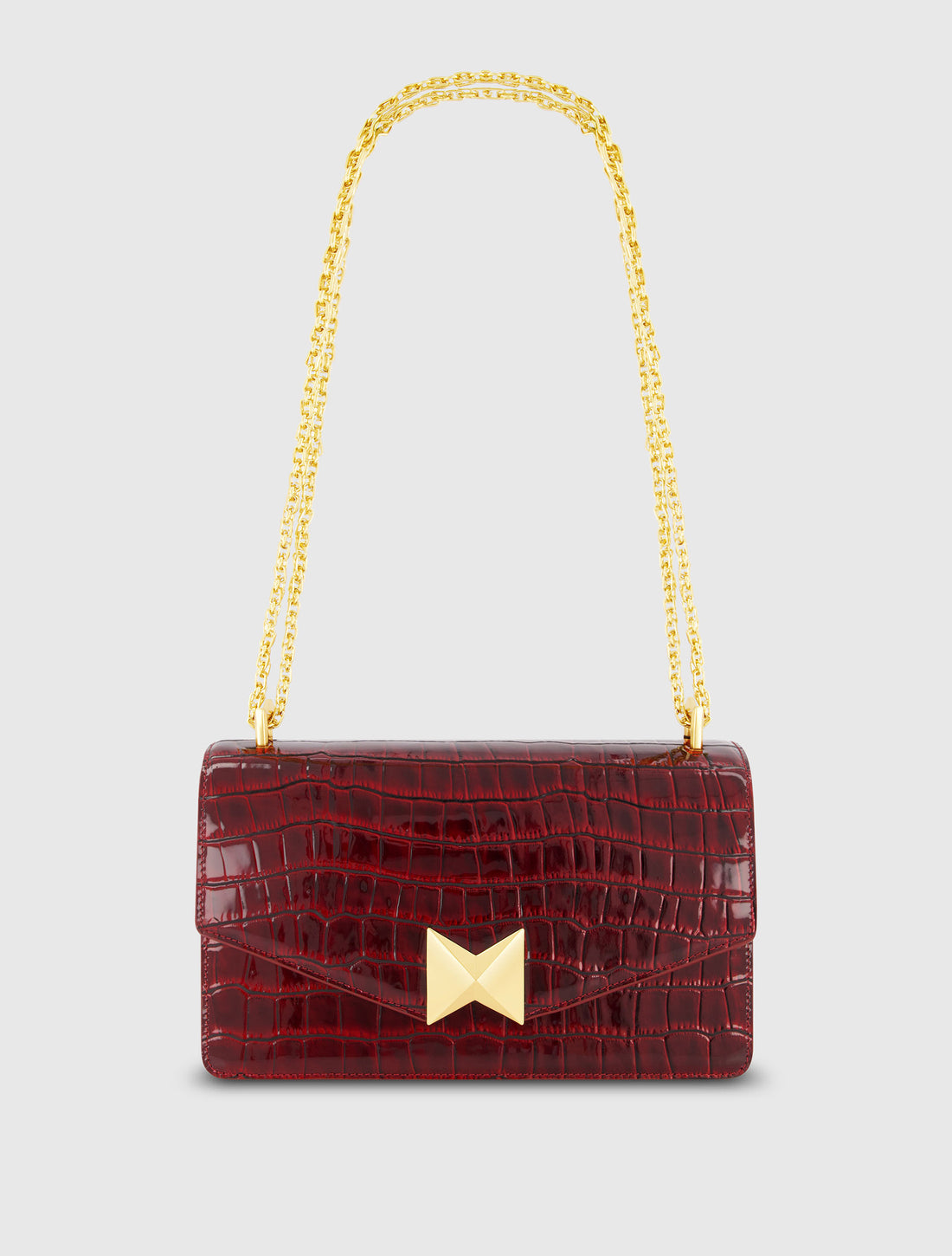 Crocodile Leather Shoulder Bag With Gold Hardware