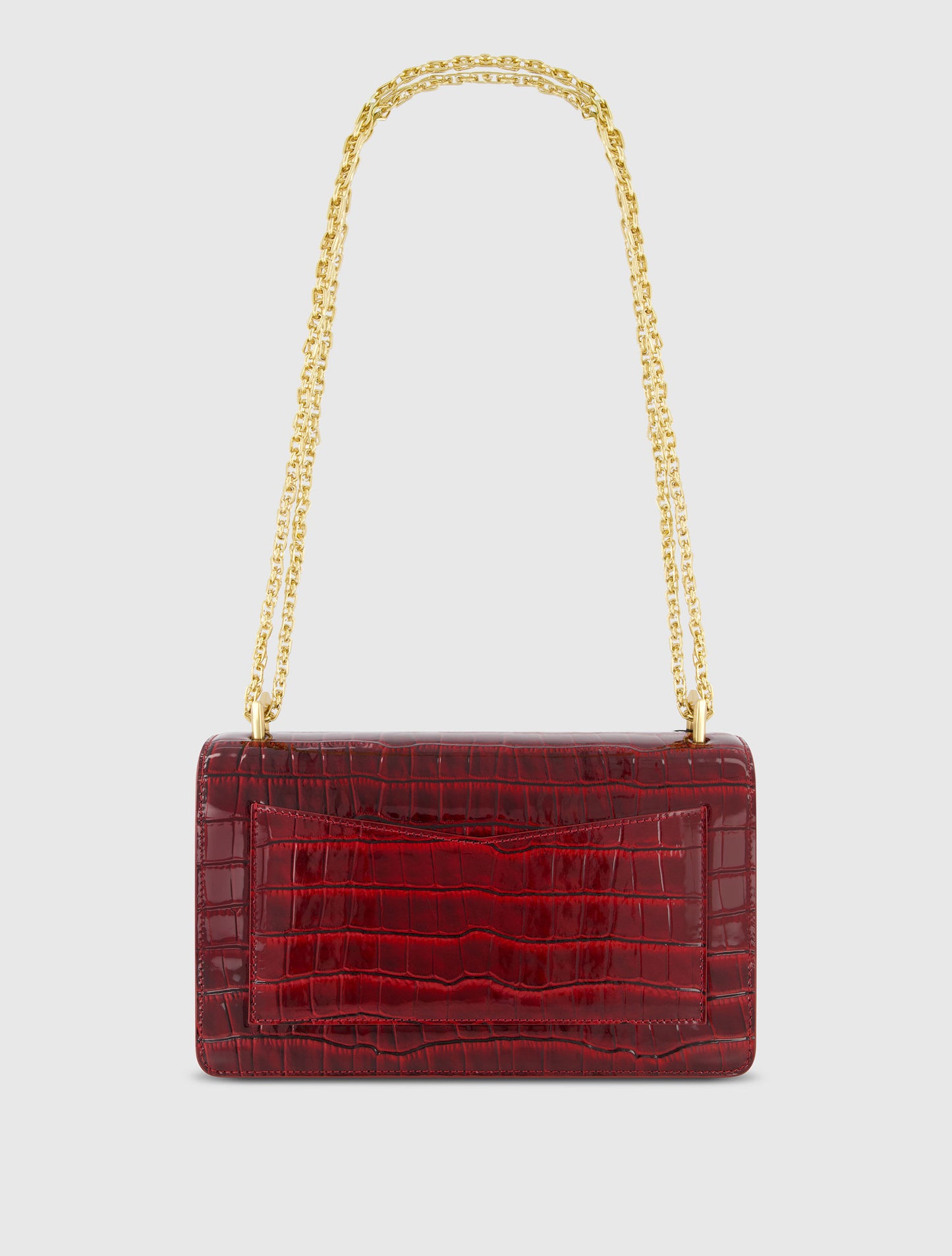 Crocodile Leather Shoulder Bag With Gold Hardware