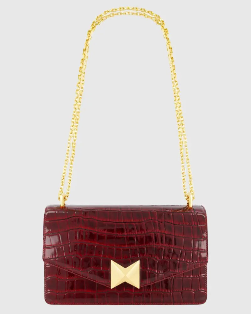 Crocodile Leather Shoulder Bag With Gold Hardware Mac Duggal
