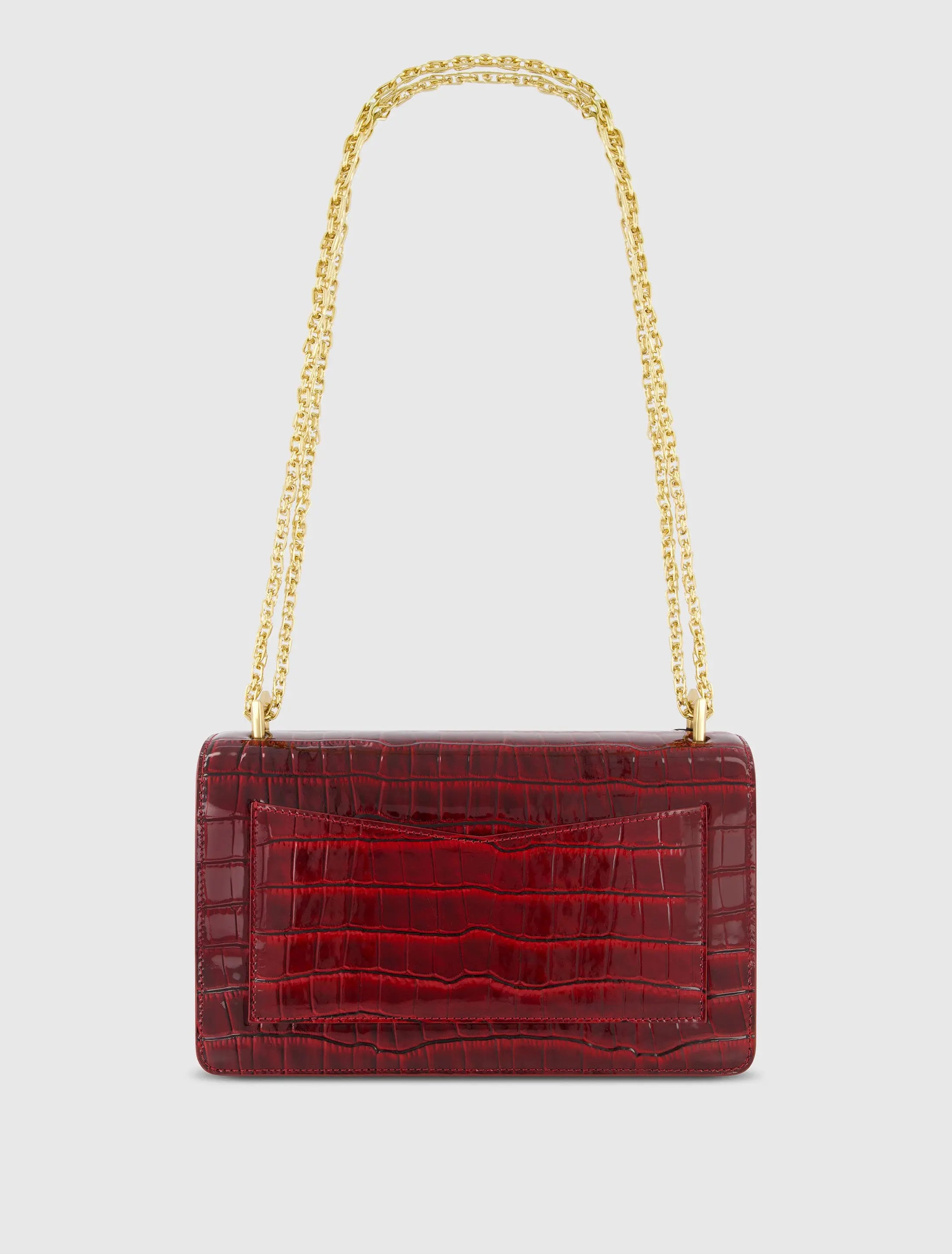 Crocodile Leather Shoulder Bag With Gold Hardware - Mac Duggal