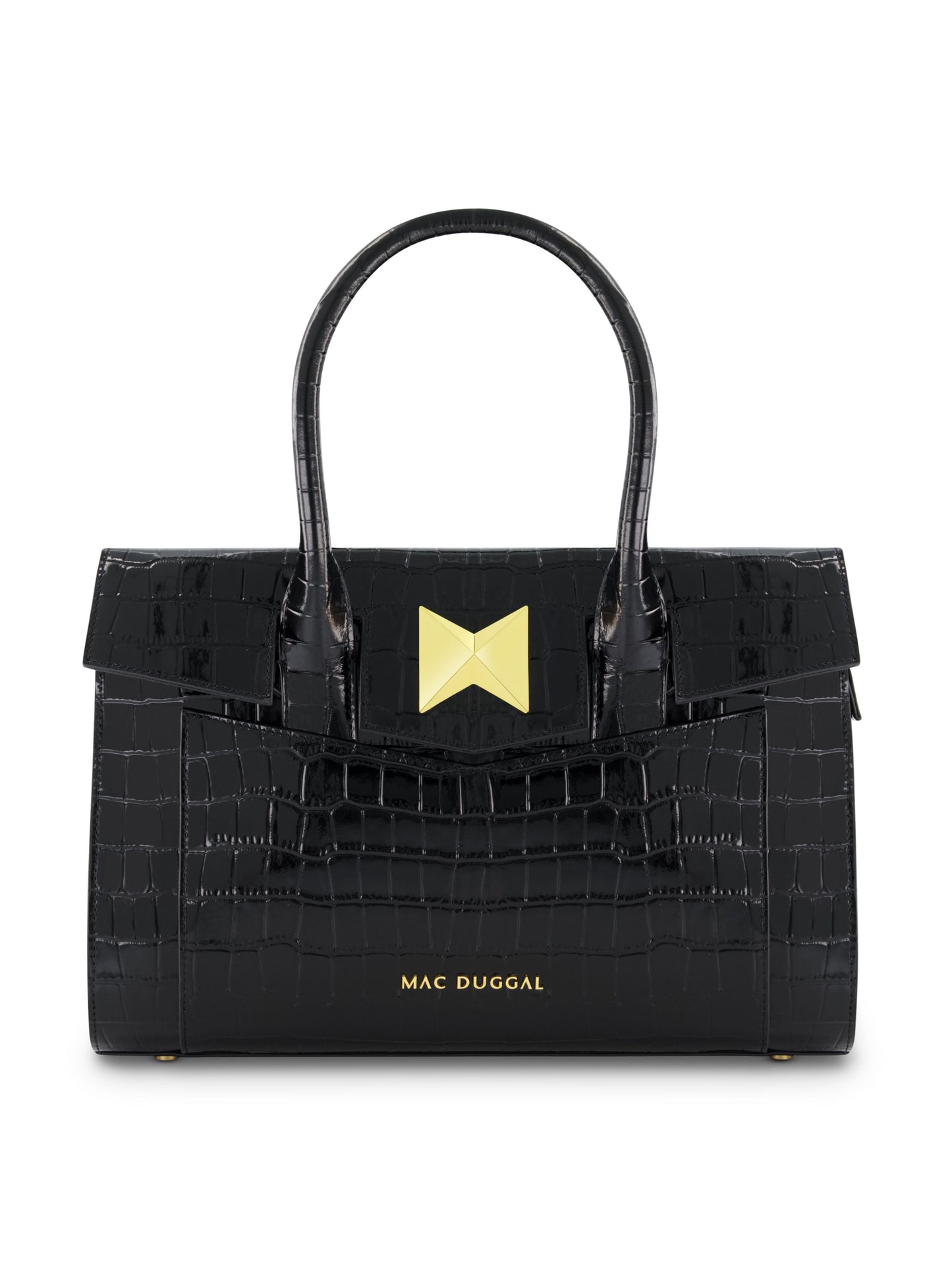 Crocodile Leather Tote Bag With Gold Hardware