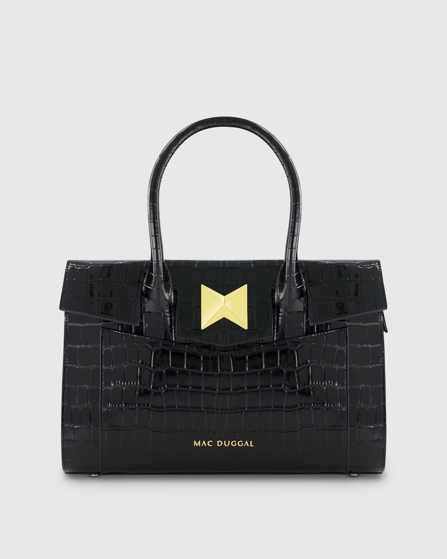 Crocodile Leather Tote Bag With Gold Hardware