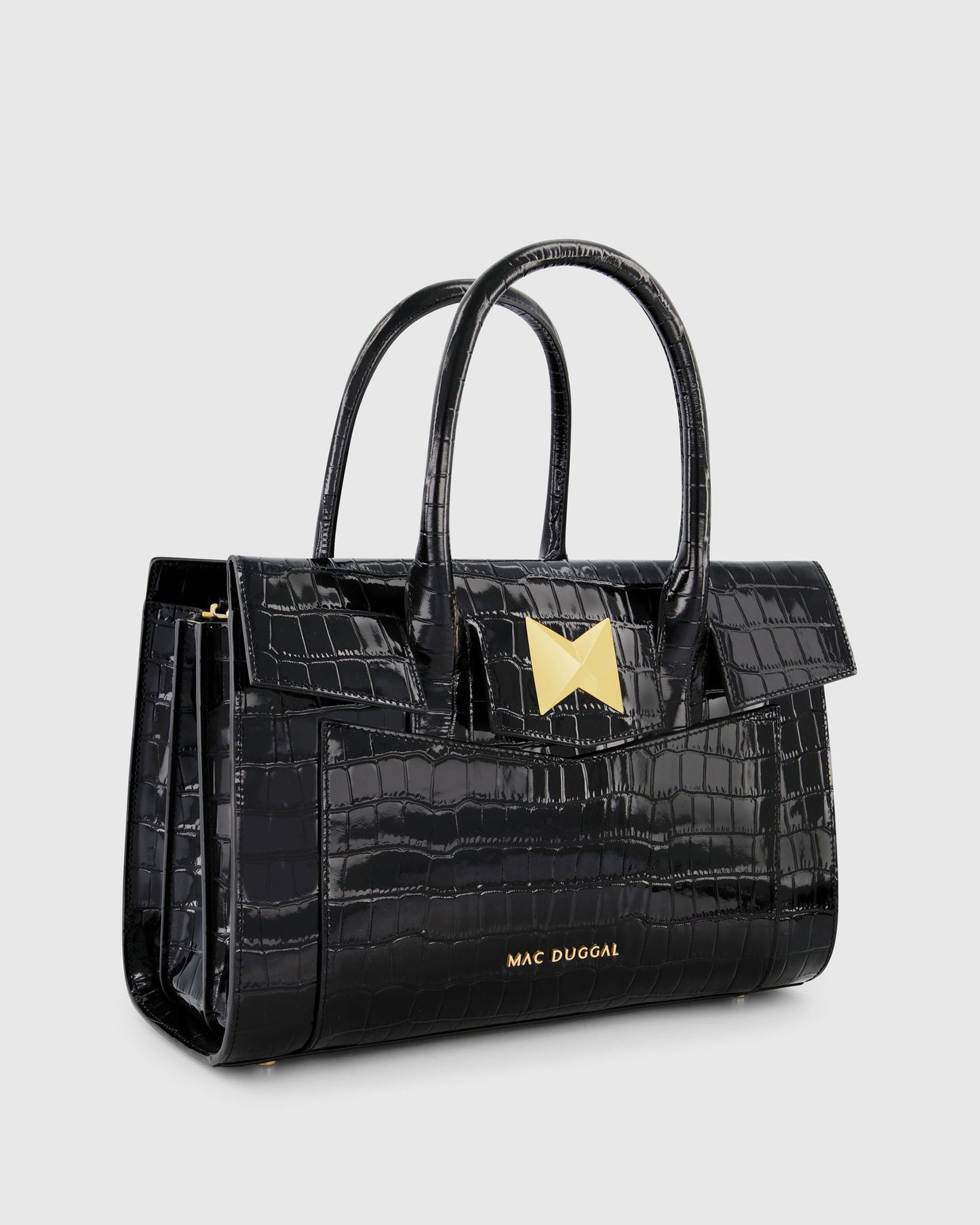 Crocodile Leather Tote Bag With Gold Hardware