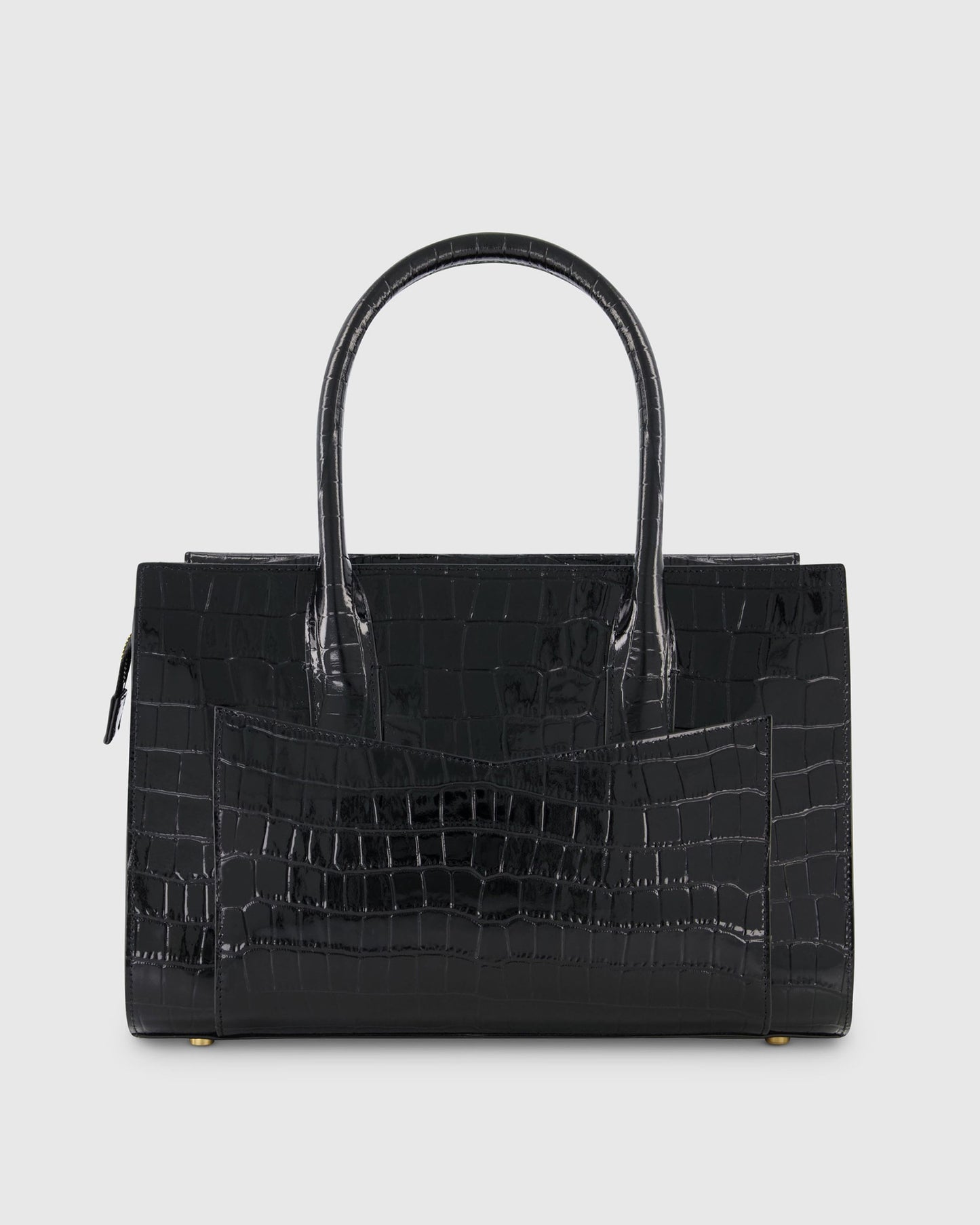 Crocodile Leather Tote Bag With Gold Hardware