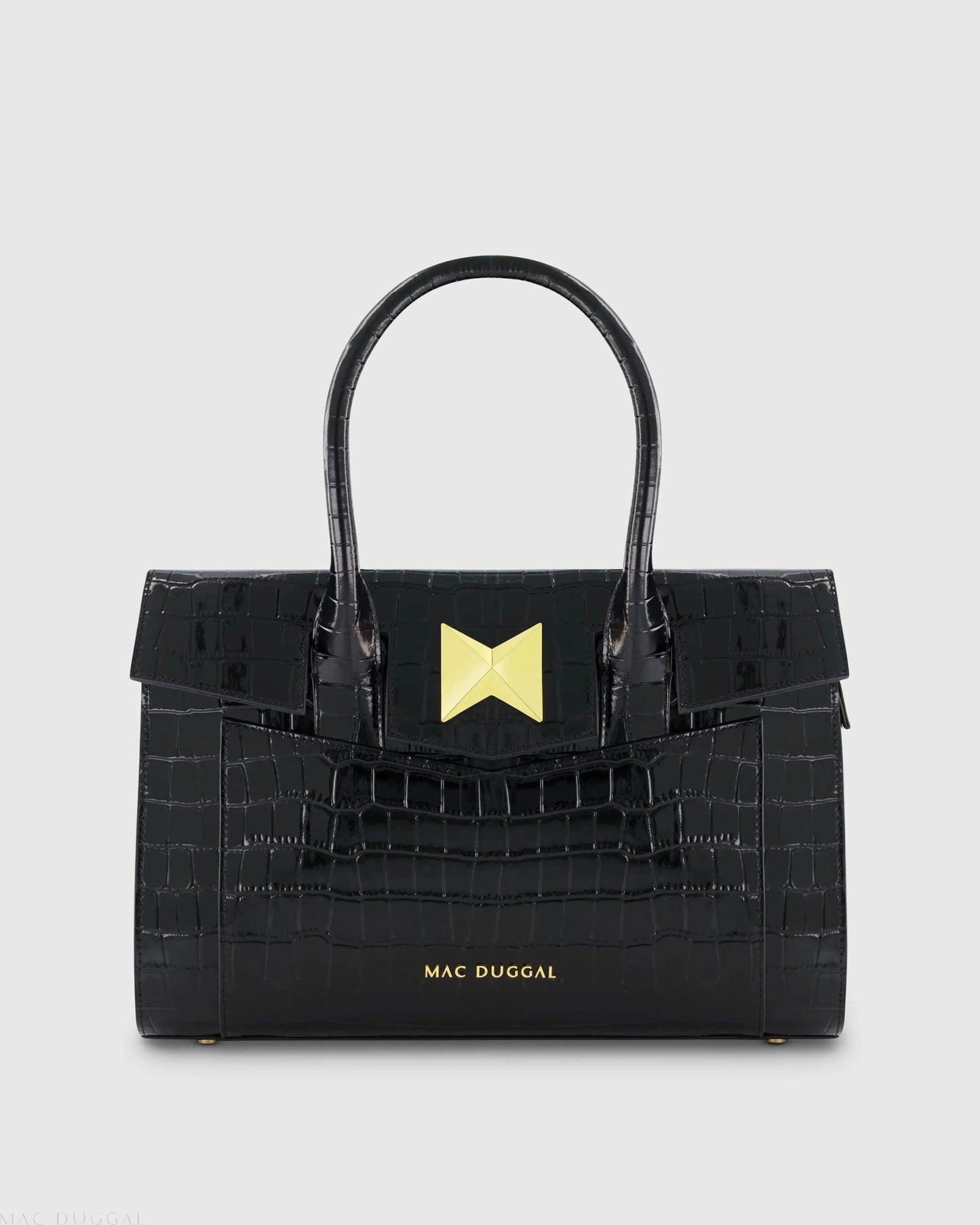 Crocodile Leather Tote Bag With Gold Hardware - Mac Duggal