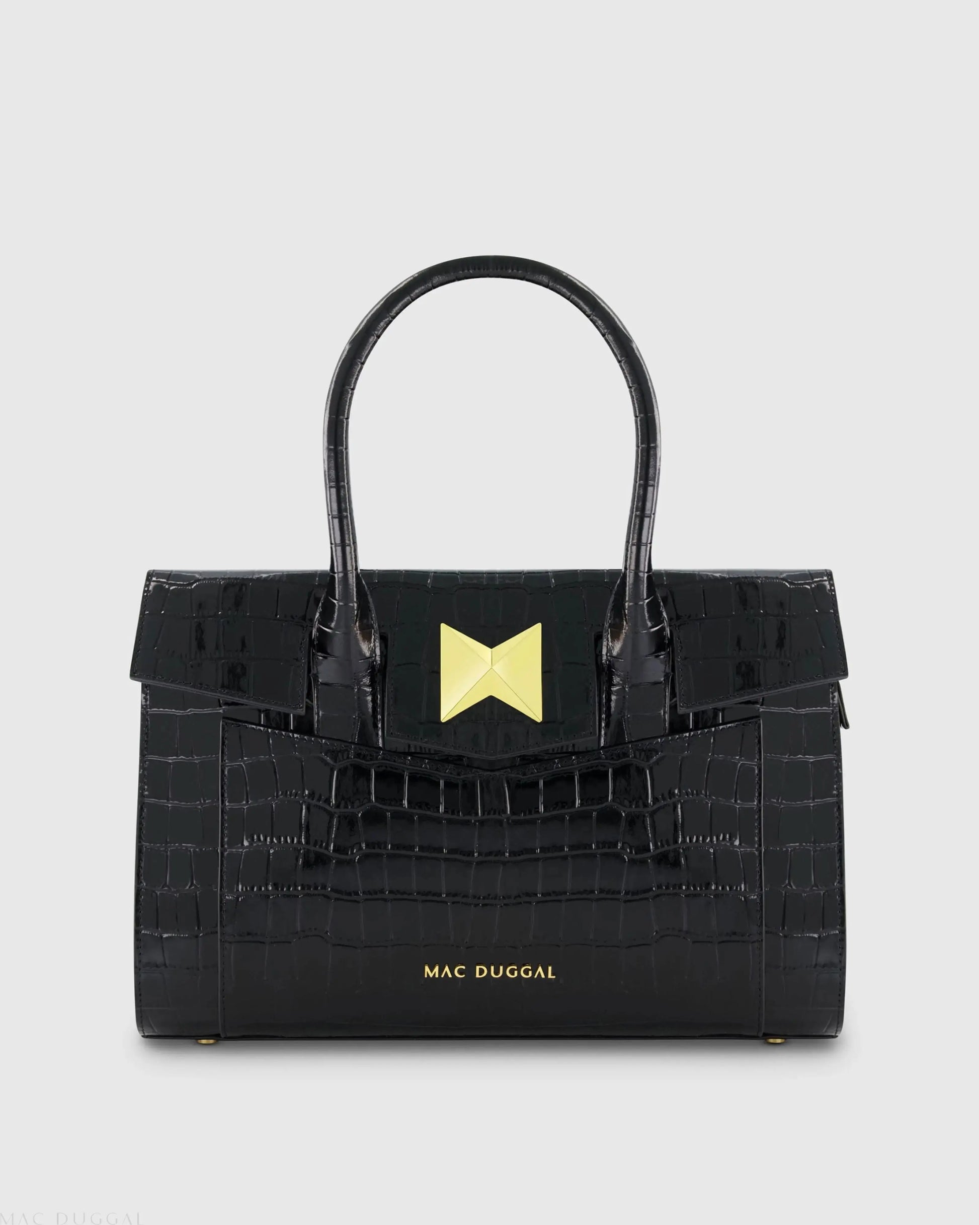 Crocodile Leather Tote Bag With Gold Hardware - Mac Duggal