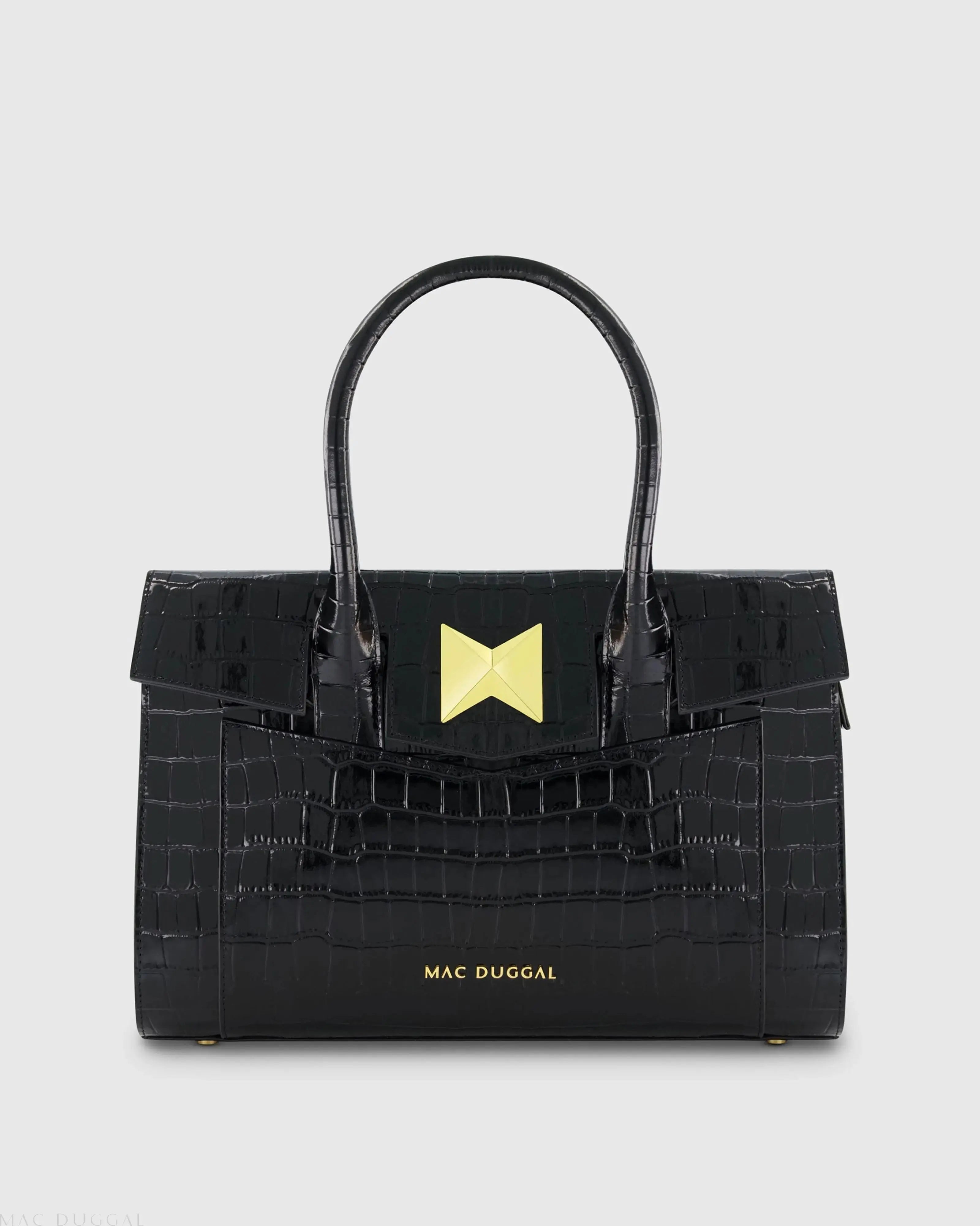 Crocodile Leather Tote Bag With Gold Hardware - Mac Duggal