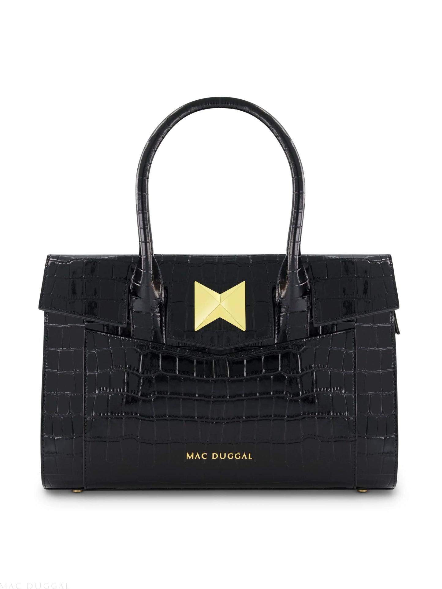 Crocodile Leather Tote Bag With Gold Hardware - Mac Duggal