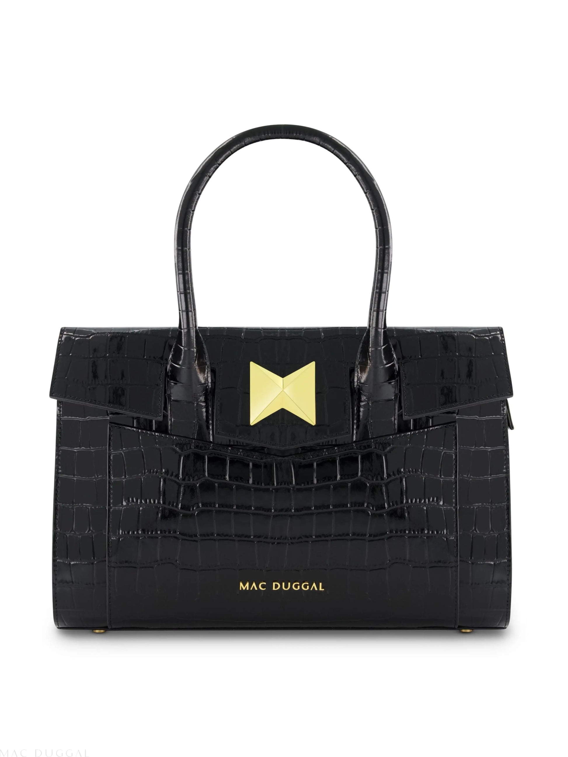 Crocodile Leather Tote Bag With Gold Hardware - Mac Duggal
