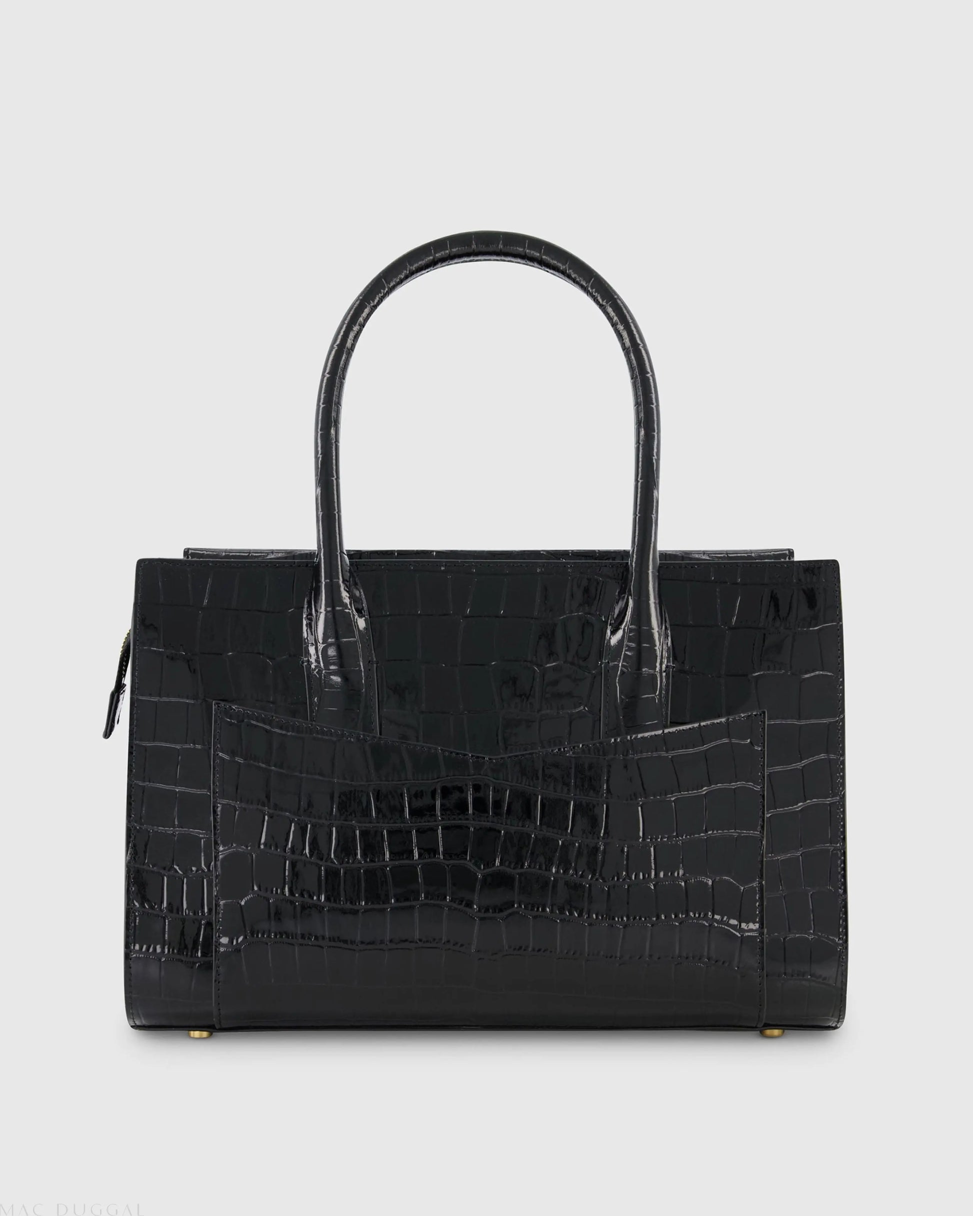 Crocodile Leather Tote Bag With Gold Hardware - Mac Duggal