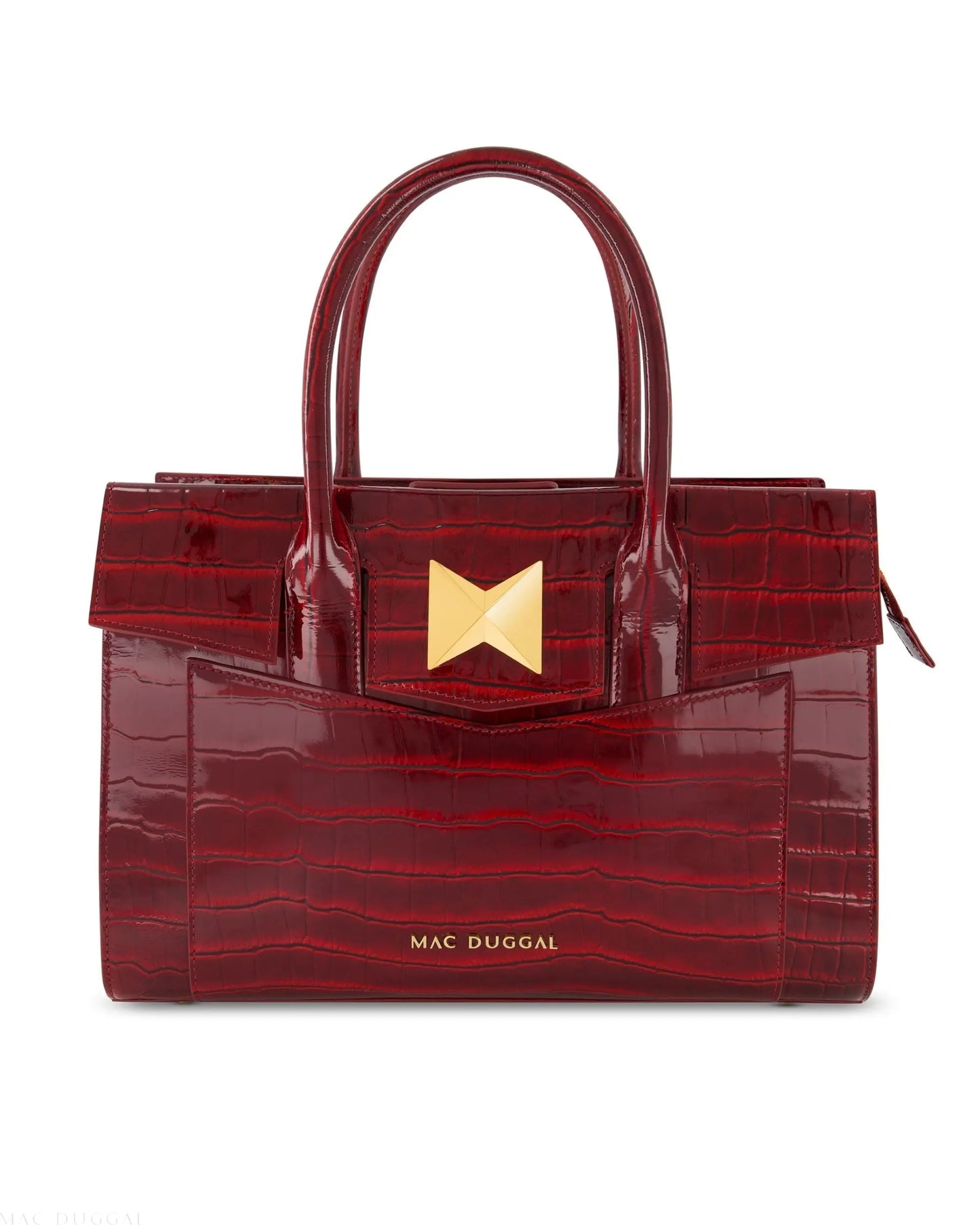 Crocodile Leather Tote Bag With Gold Hardware - Mac Duggal