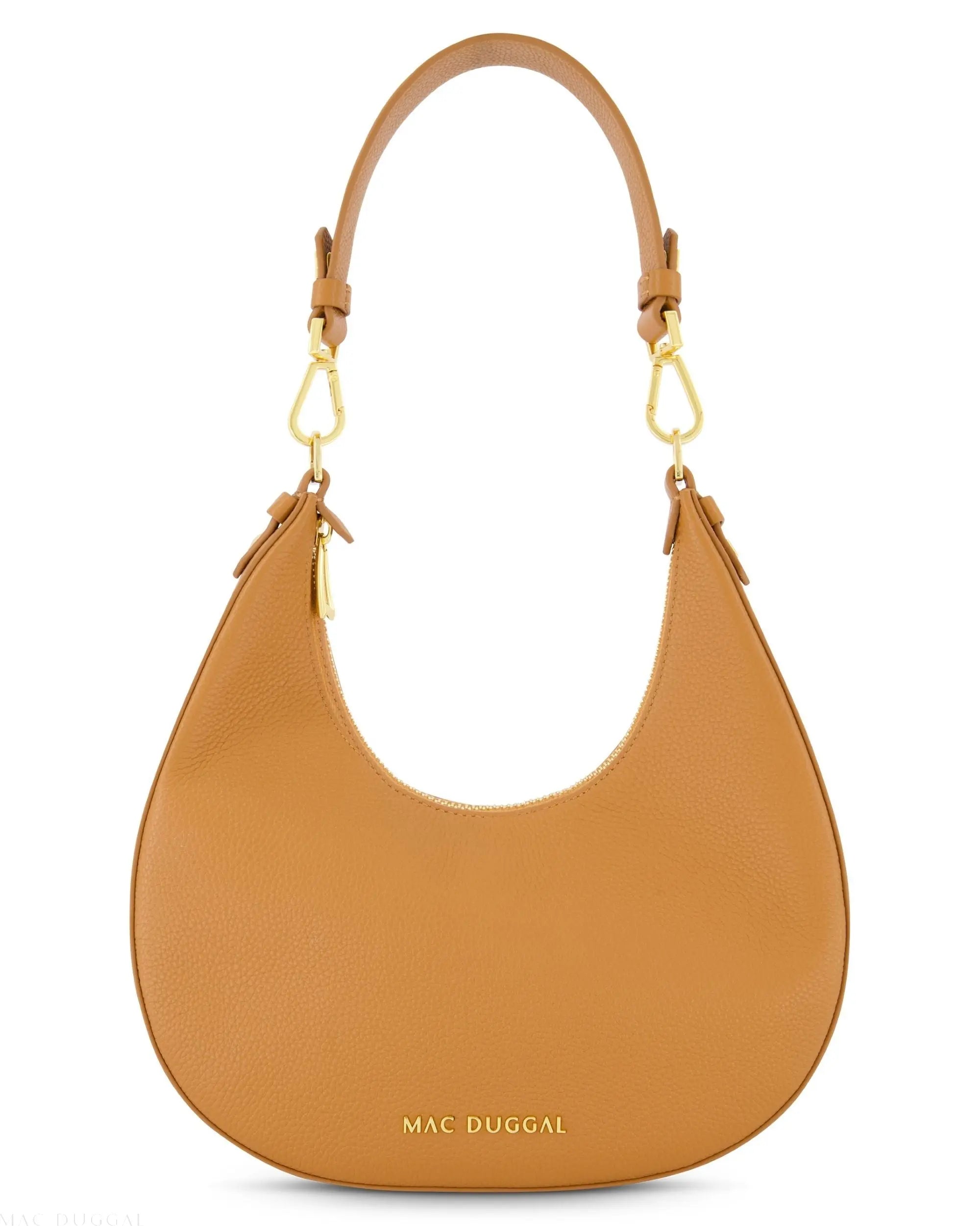 Grain Leather Hobo Bag With Gold Hardware - Mac Duggal
