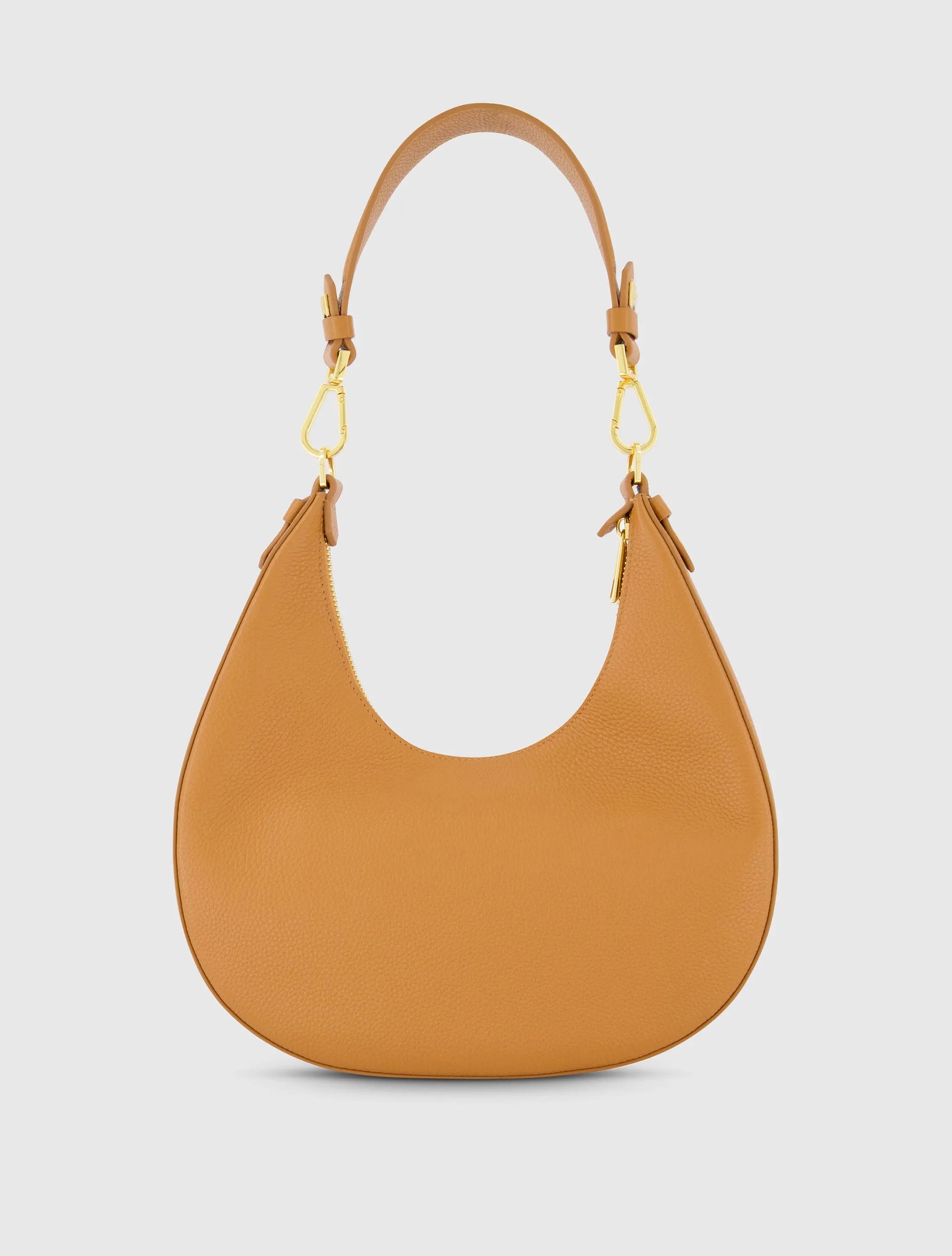 Grain Leather Hobo Bag With Gold Hardware - Mac Duggal