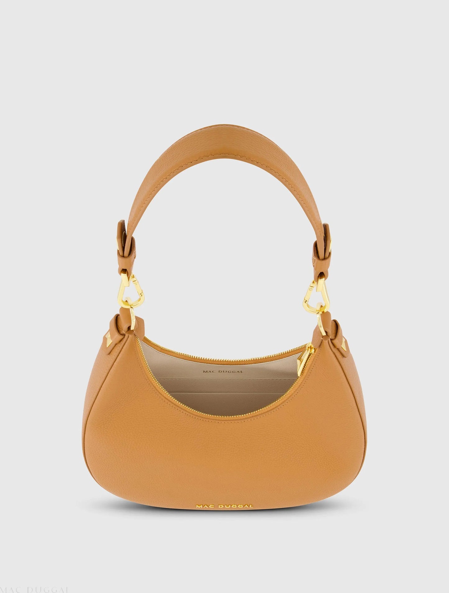 Grain Leather Hobo Bag With Gold Hardware - Mac Duggal