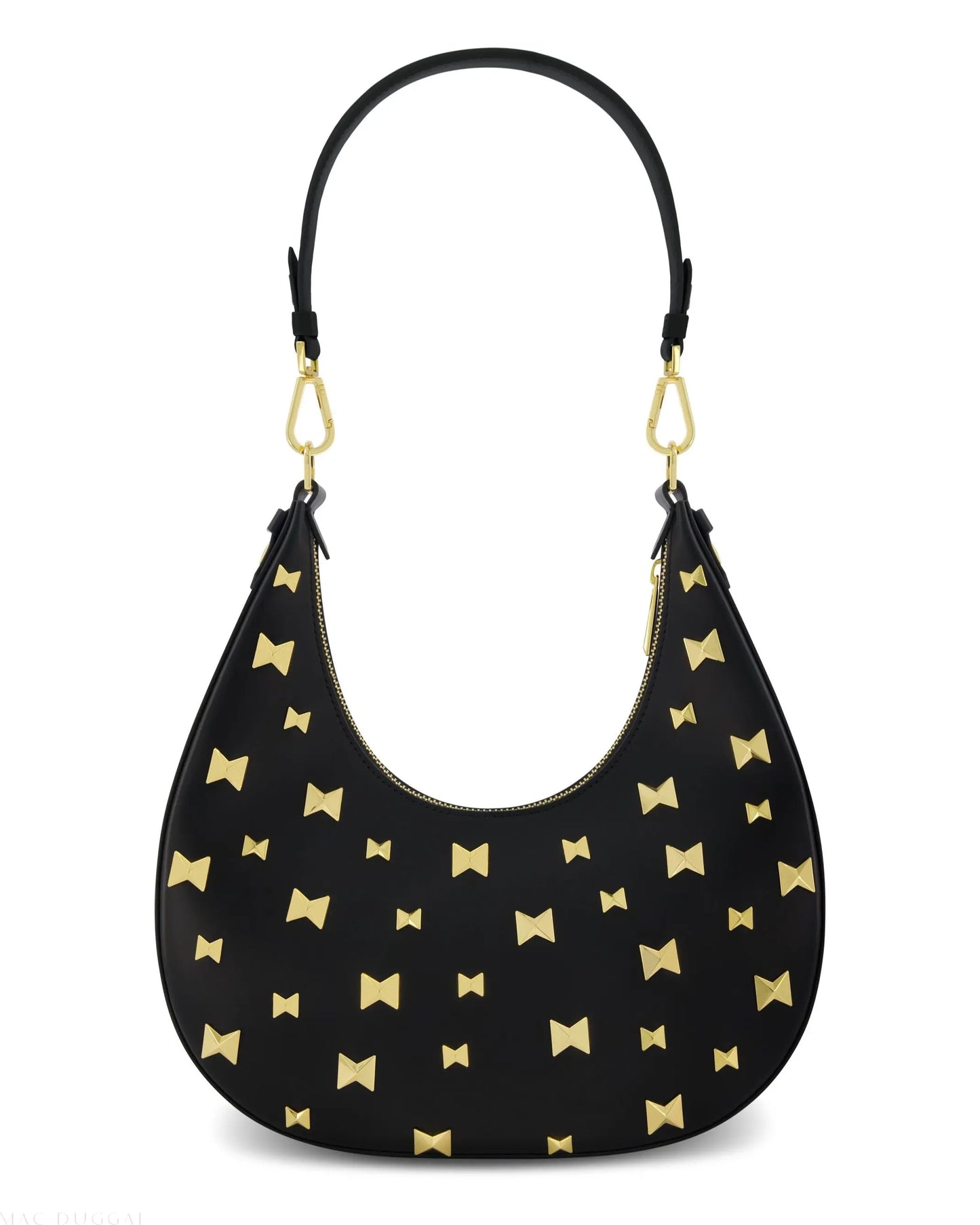 Leather Hobo Bag With Gold Hardware - Mac Duggal
