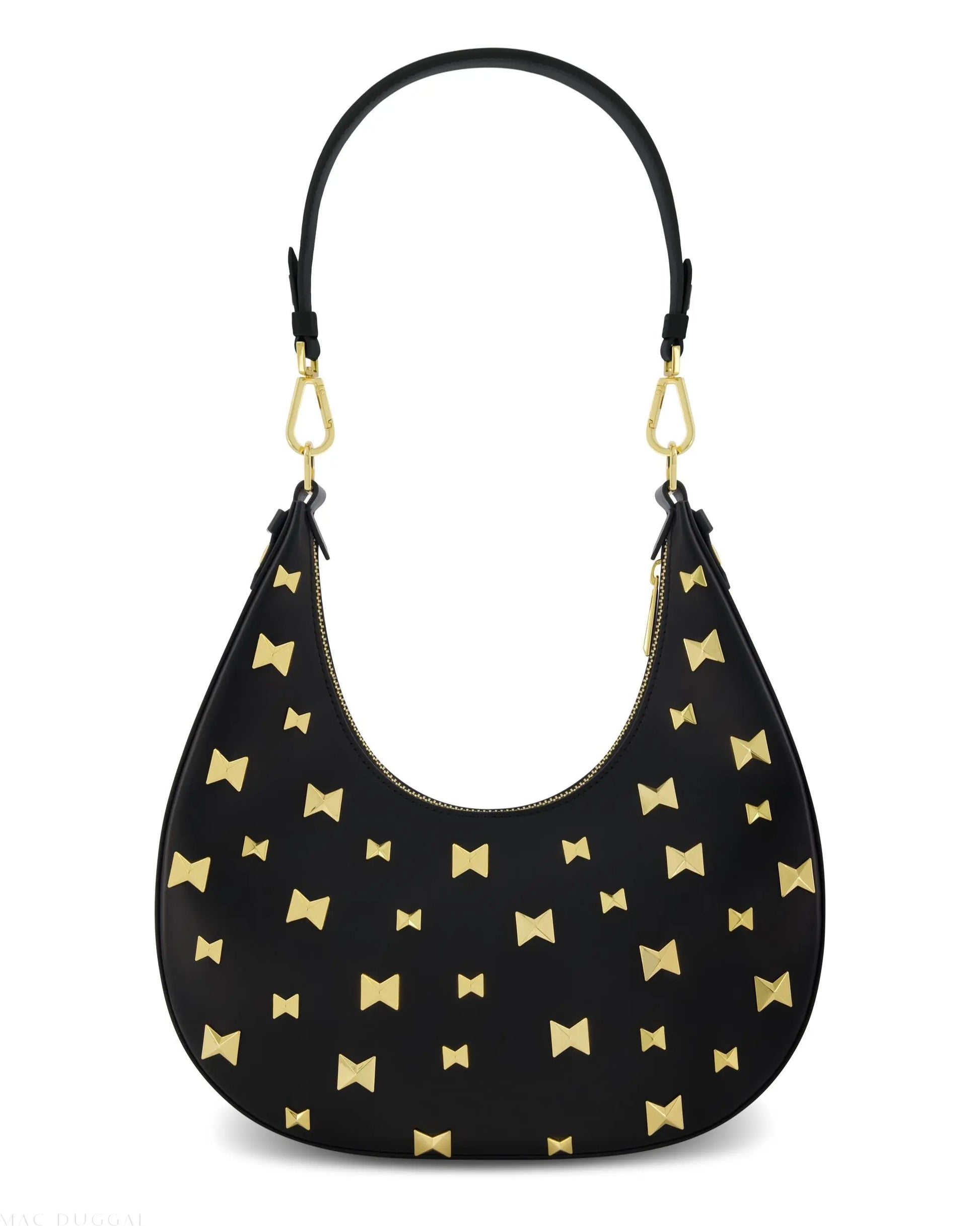 Leather Hobo Bag With Gold Hardware - Mac Duggal