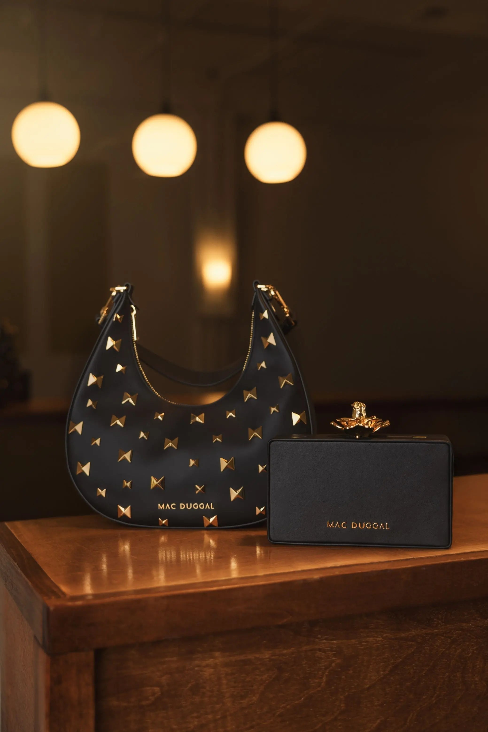 Leather Hobo Bag With Gold Hardware - Mac Duggal