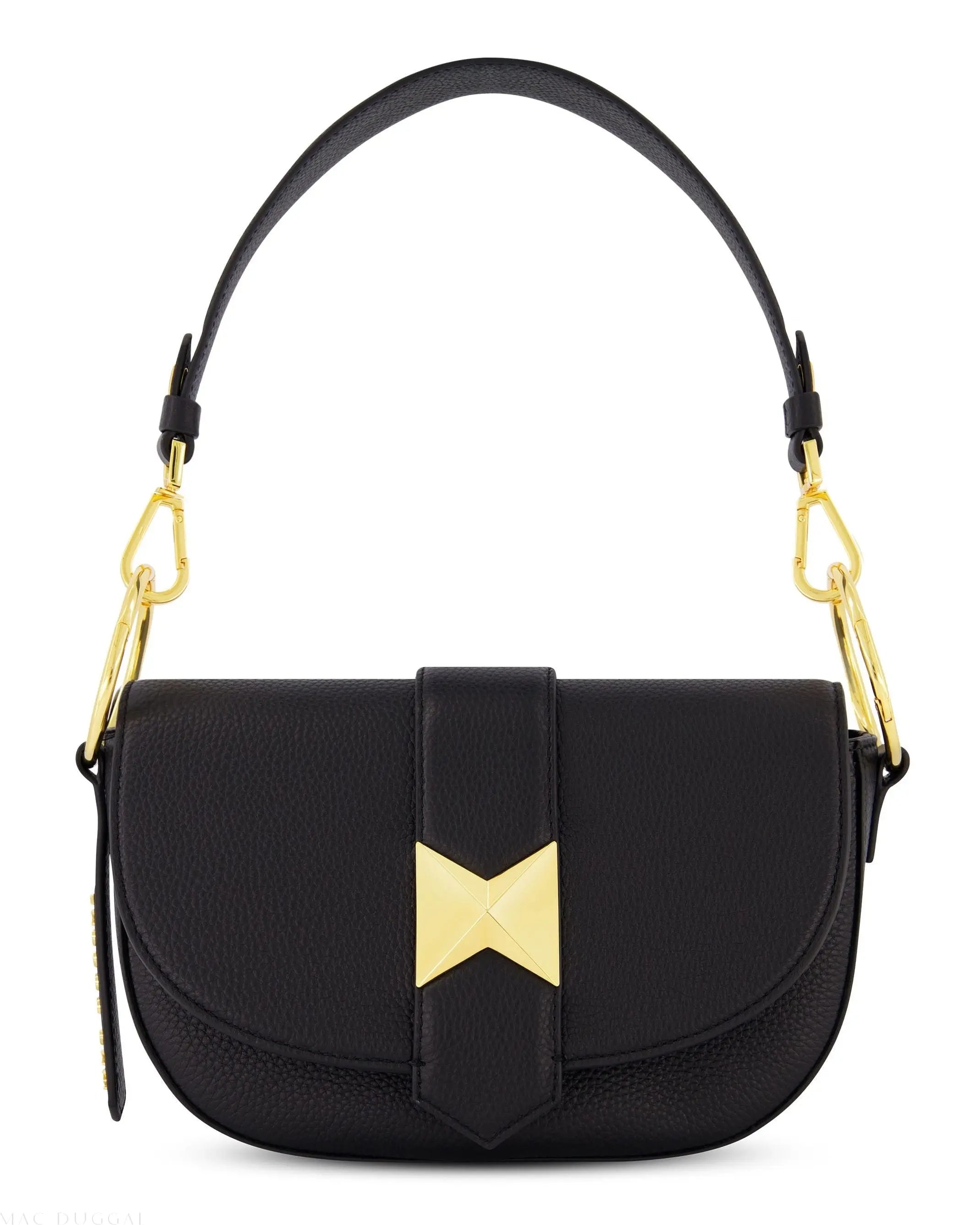 Grain Leather Saddle Bag With Gold Hardware - FINAL SALE - Mac Duggal