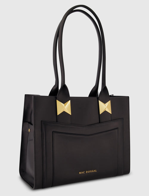 Large Leather Tote Bag With Gold Hardware