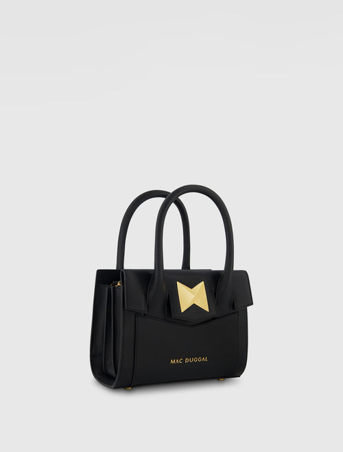 Small Leather Tote Bag With Gold Hardware