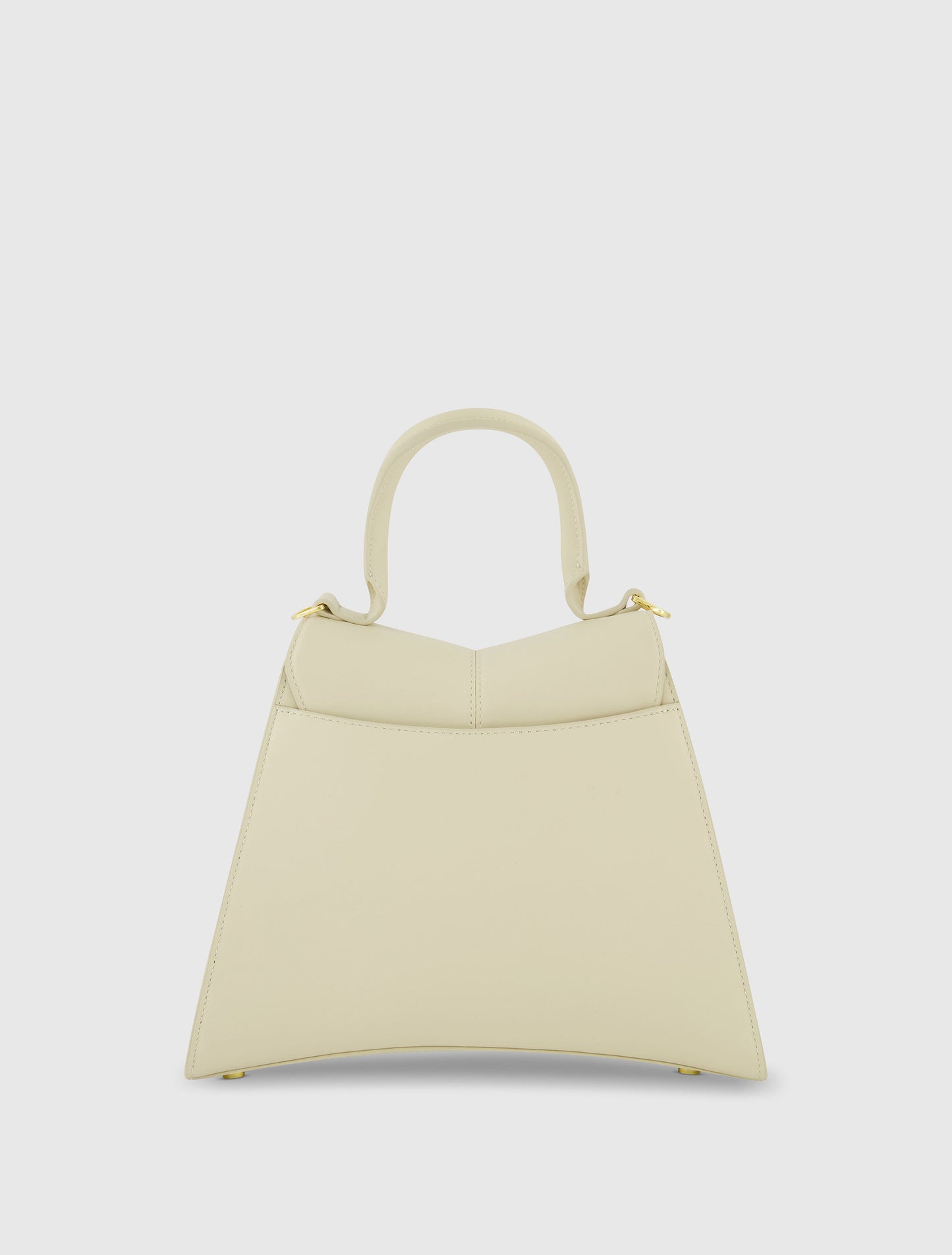 Medium Angular Ecru Leather Handbag With Gold Hardware