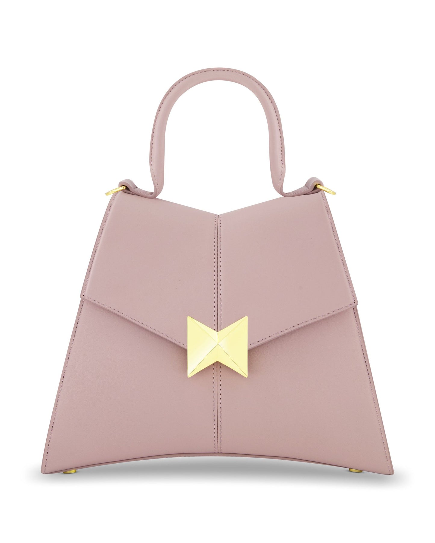 Medium Angular Wisteria Leather Handbag With Gold Hardware