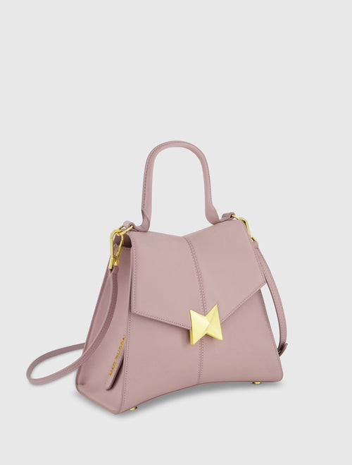 Medium Angular Wisteria Leather Handbag With Gold Hardware