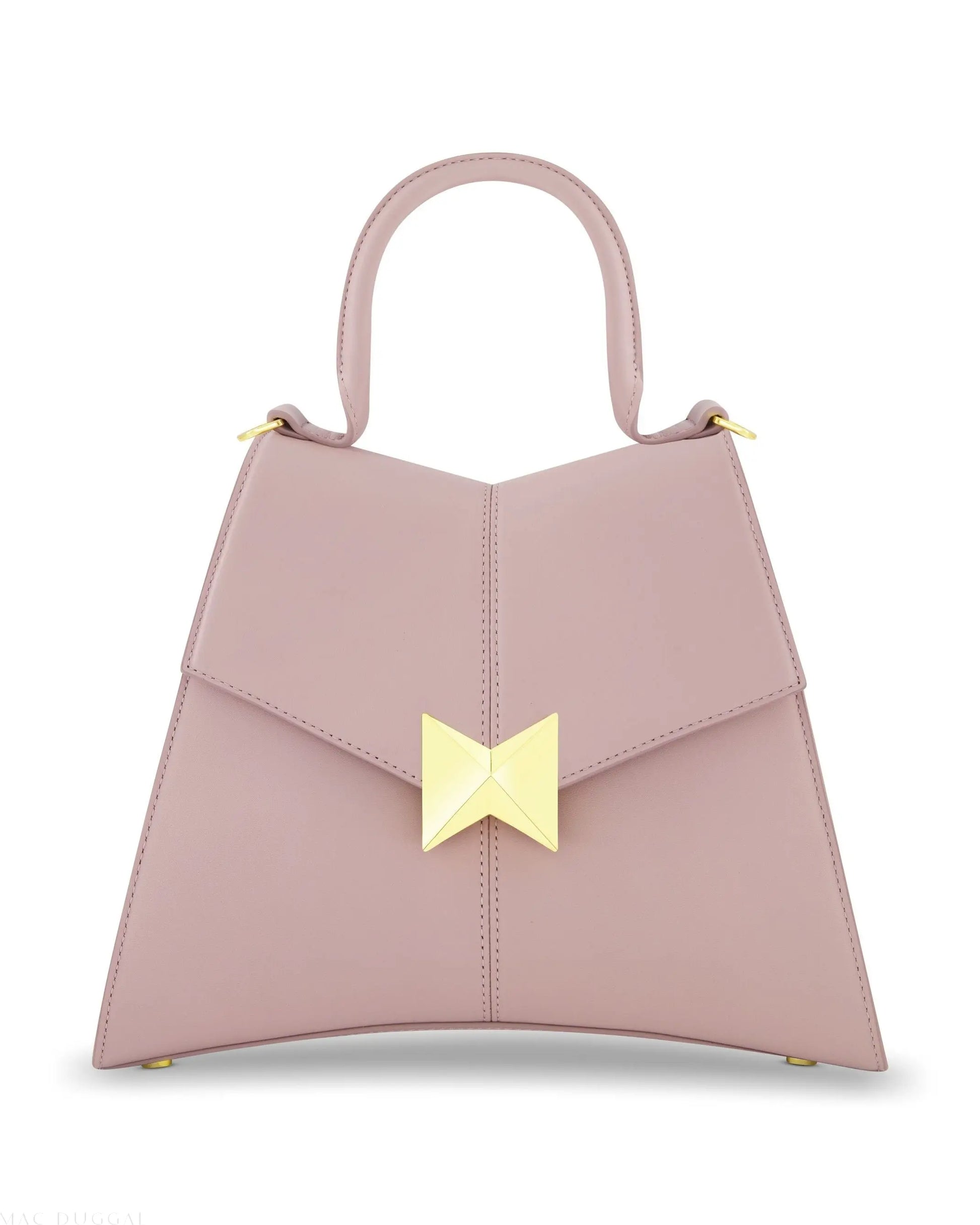 Medium Angular Wisteria Leather Handbag With Gold Hardware - Mac Duggal