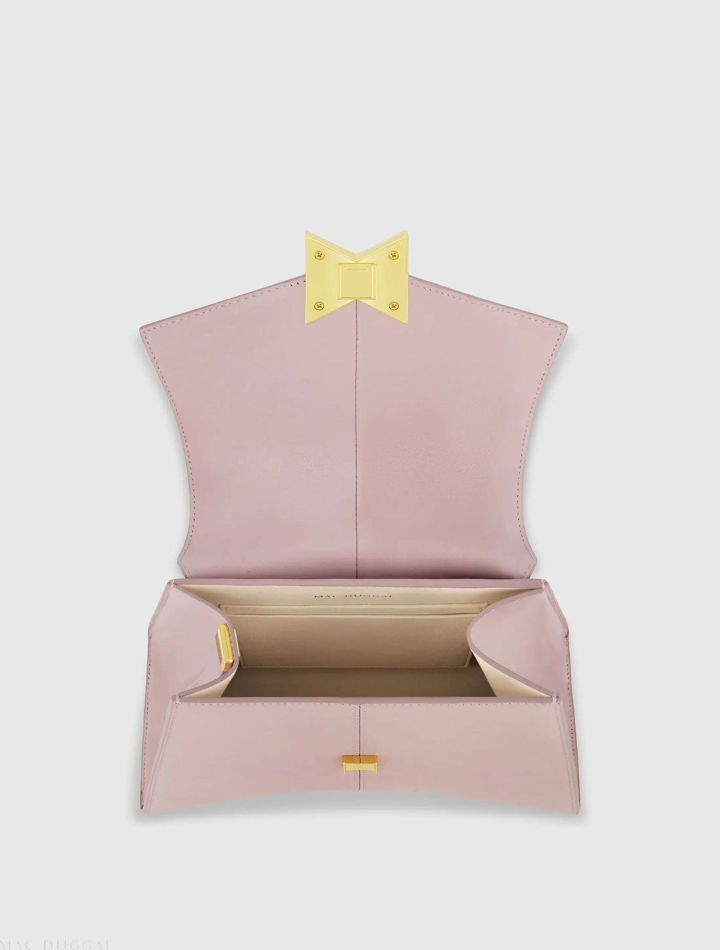 Medium Angular Wisteria Leather Handbag With Gold Hardware - Mac Duggal