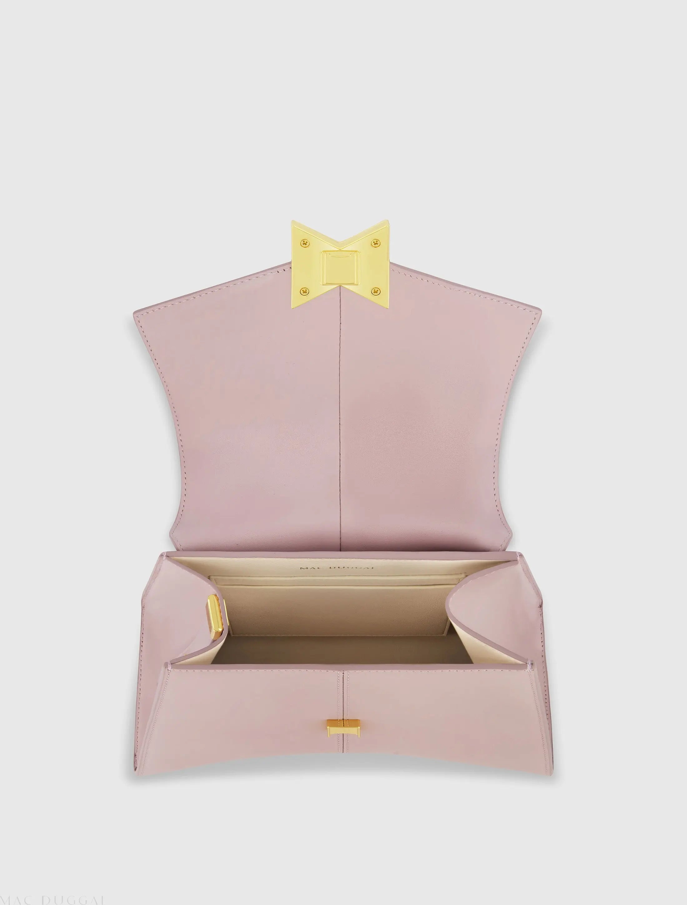 Medium Angular Wisteria Leather Handbag With Gold Hardware - Mac Duggal