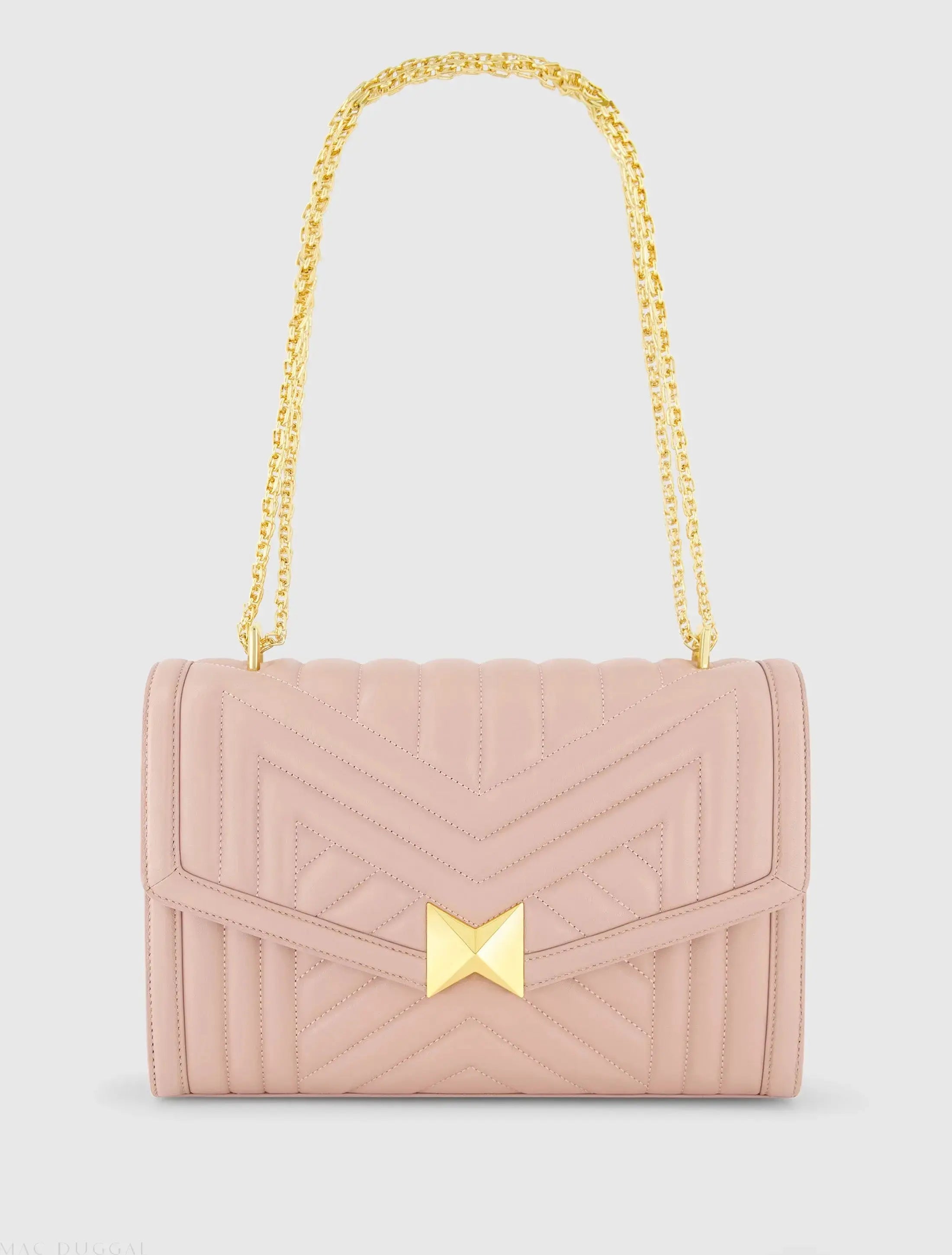 Quilted Napa Leather Handbag With Gold Hardware - Mac Duggal