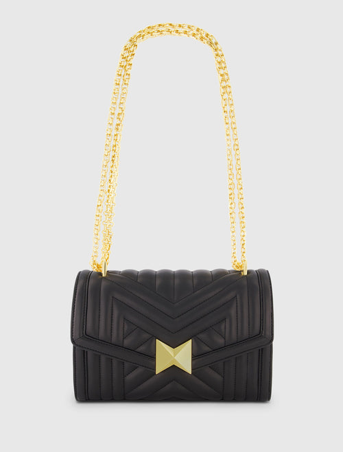 Quilted Napa Leather Handbag With Gold Chain