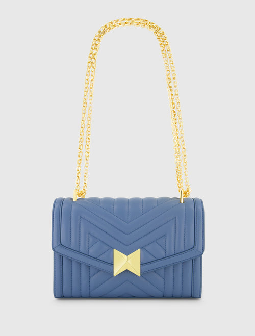 Quilted Napa Leather Handbag With Gold Chain