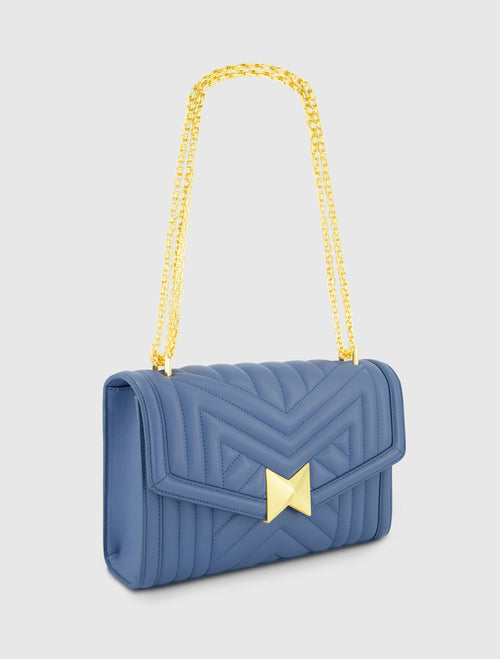 Bolso De Mano De Napa Acolchada Con Cadena Dorada