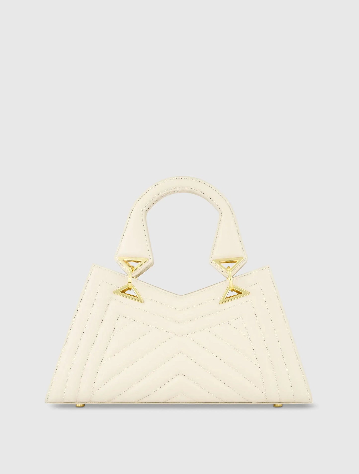 White Quilted Napa Leather Angular Handbag - Mac Duggal