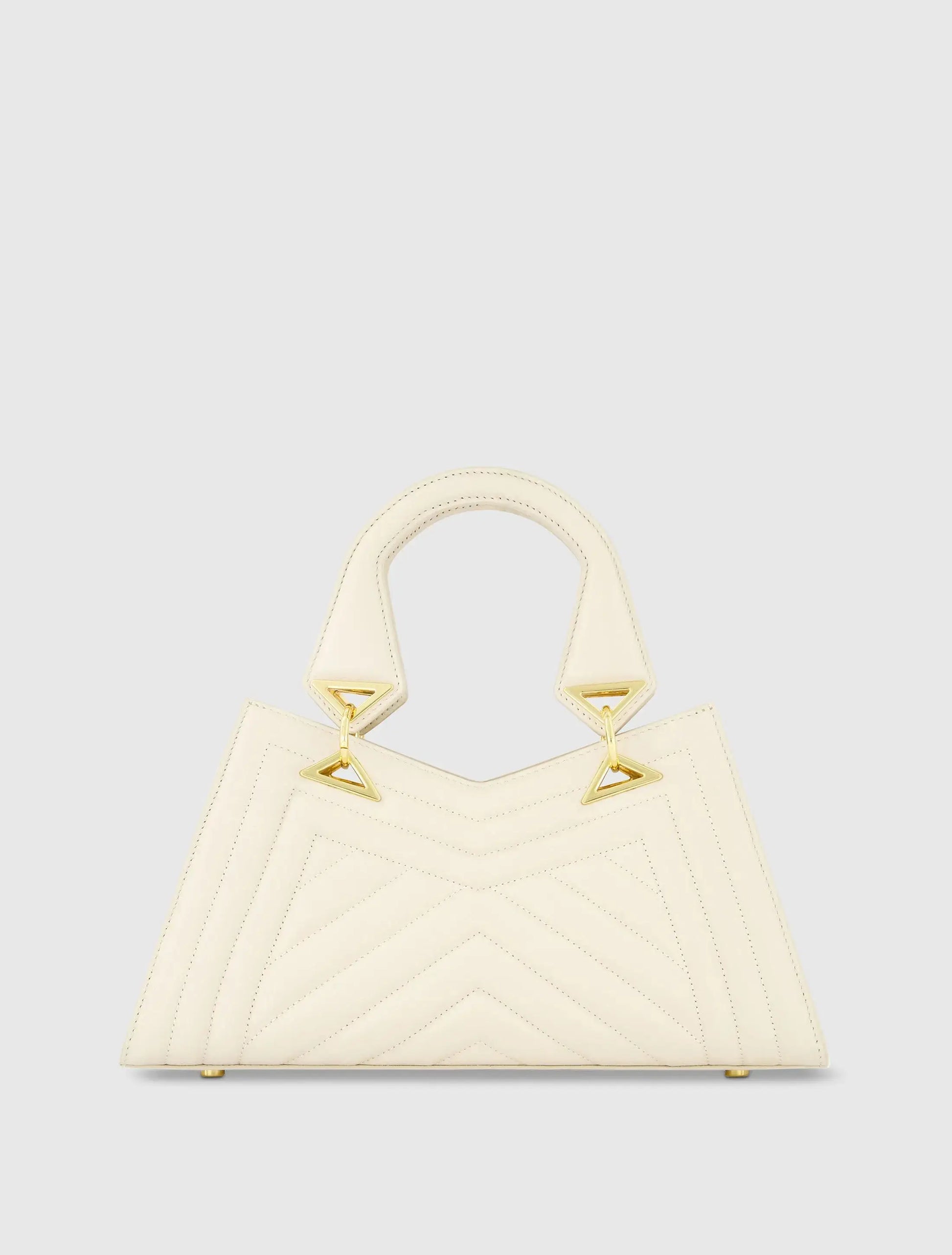 White Quilted Napa Leather Angular Handbag - Mac Duggal