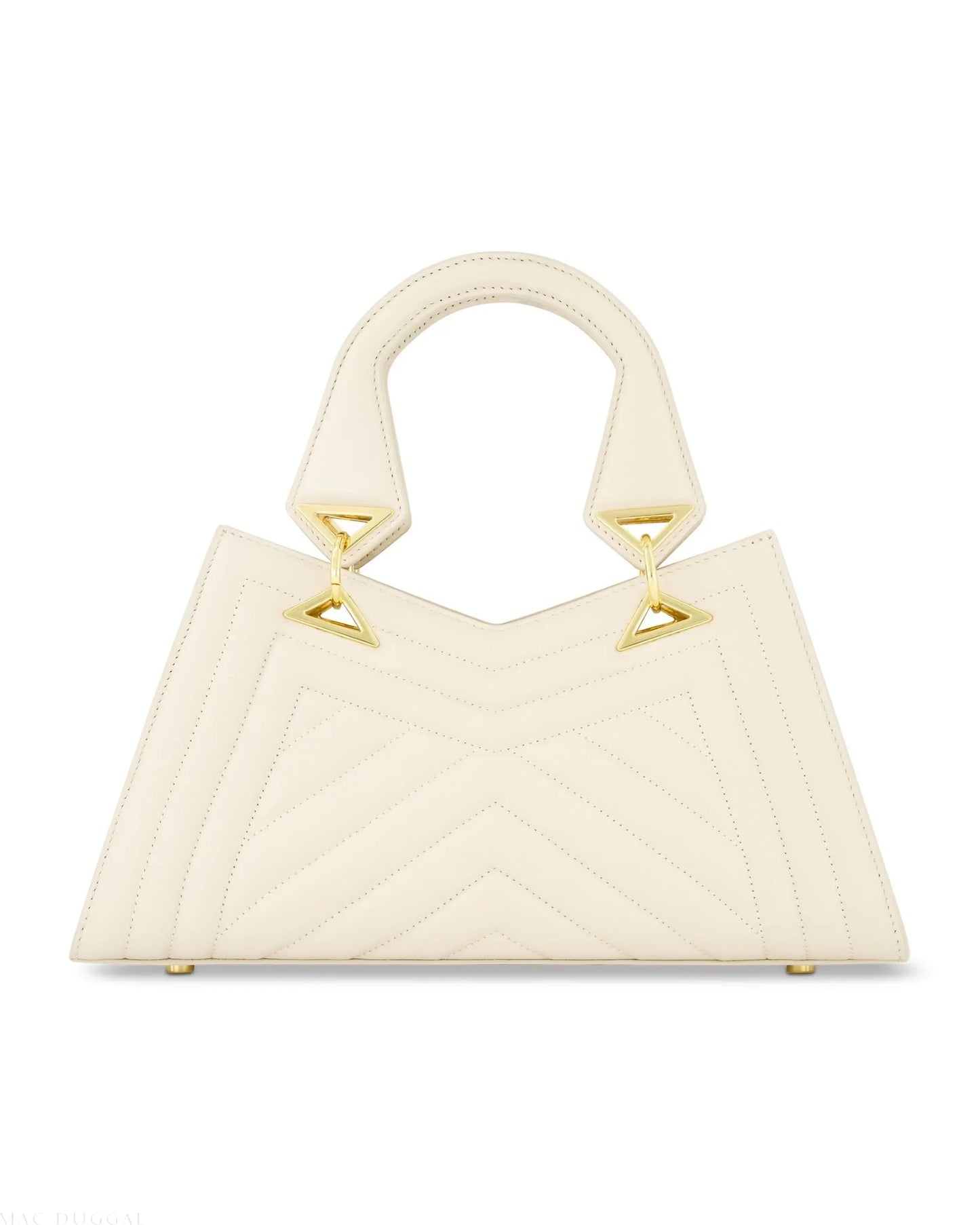 White Quilted Napa Leather Angular Handbag - Mac Duggal