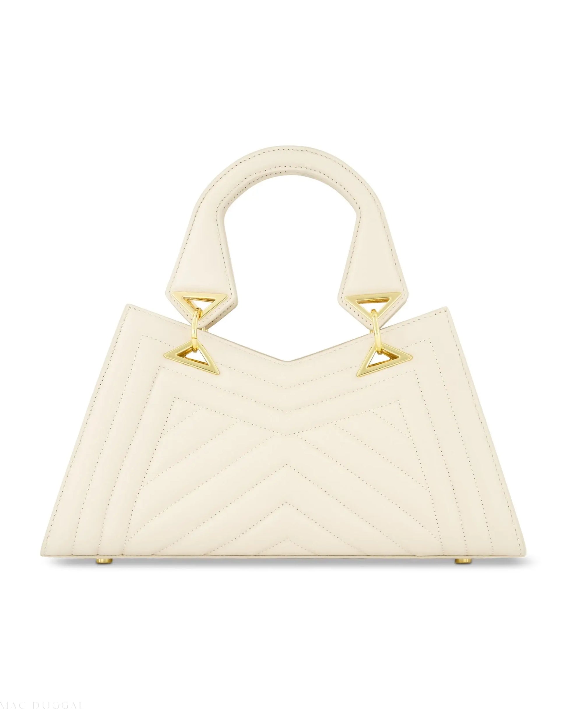 White Quilted Napa Leather Angular Handbag - Mac Duggal